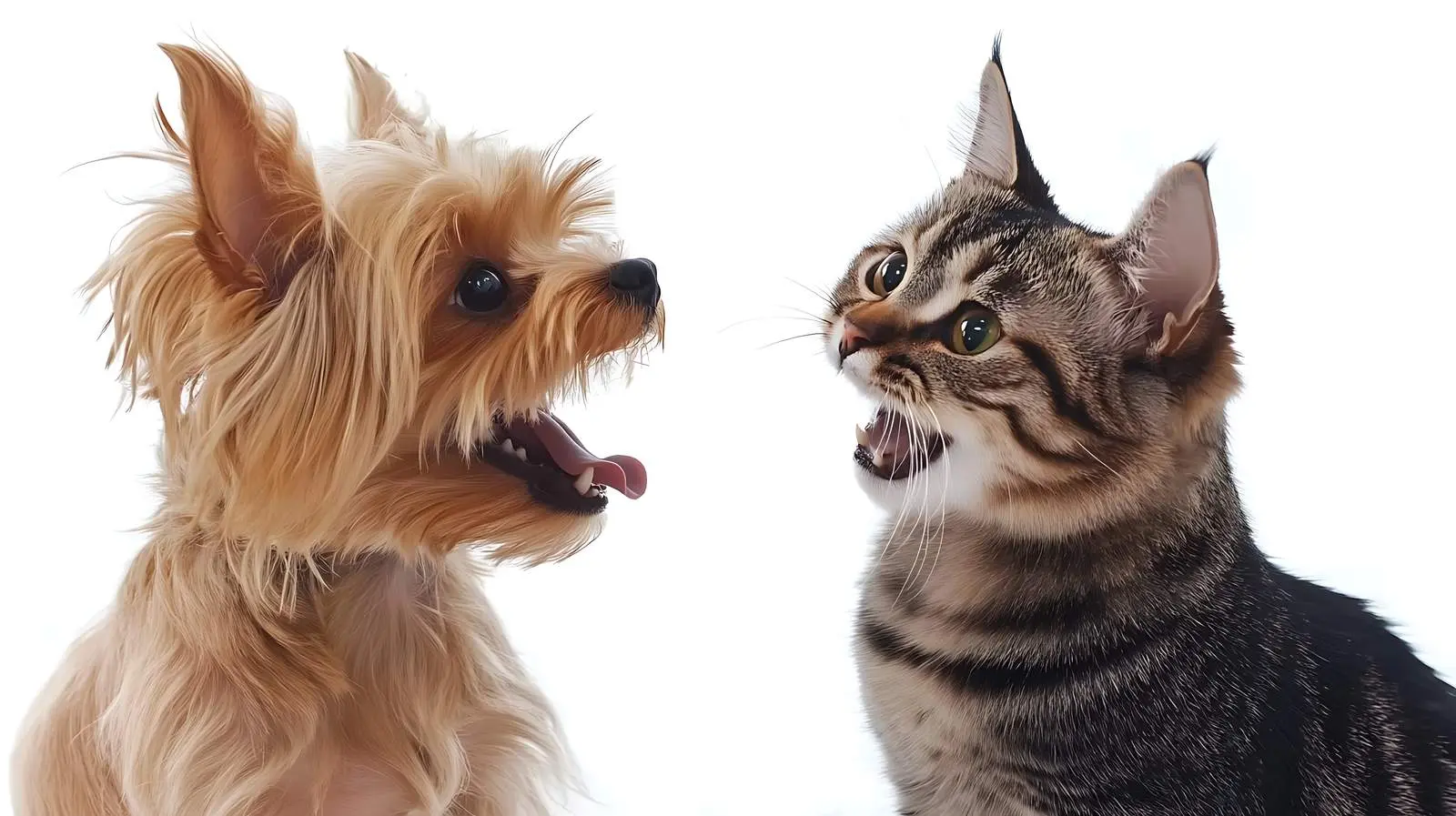 Yorkshire Terrier with Scottish Straight Cat — free download from Dotvec