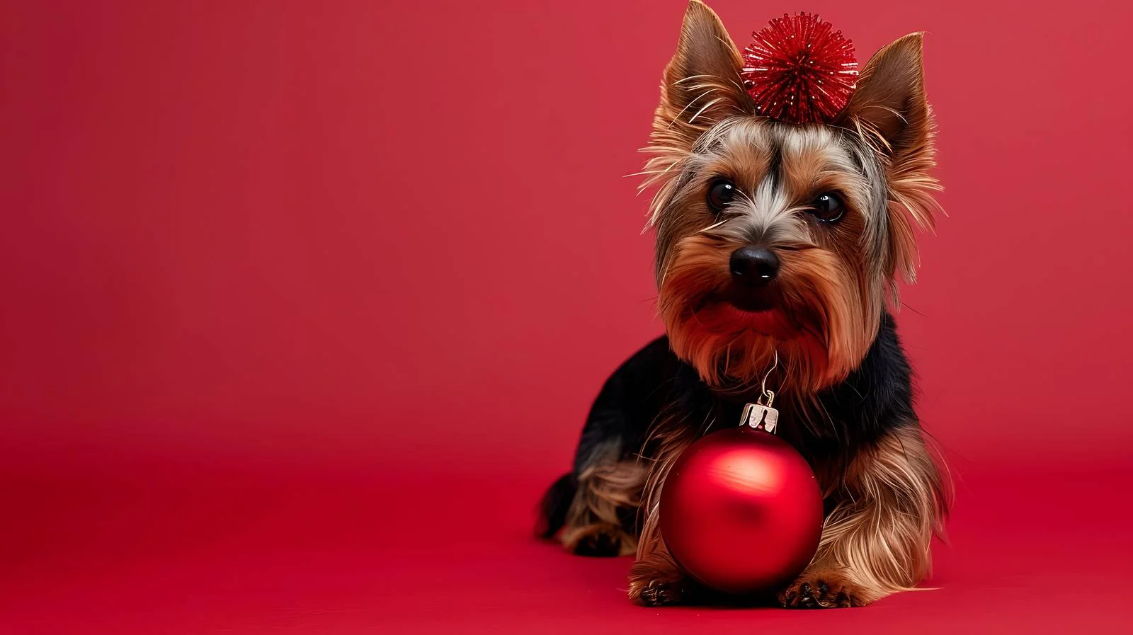 Festive Yorkshire Terrier with Christmas Bauble — free download from Dotvec