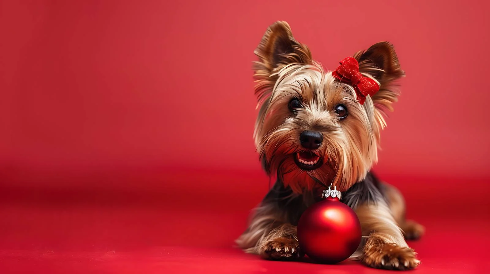 Cherubic Yorkshire Terrier Among Christmas Decor — free download from Dotvec