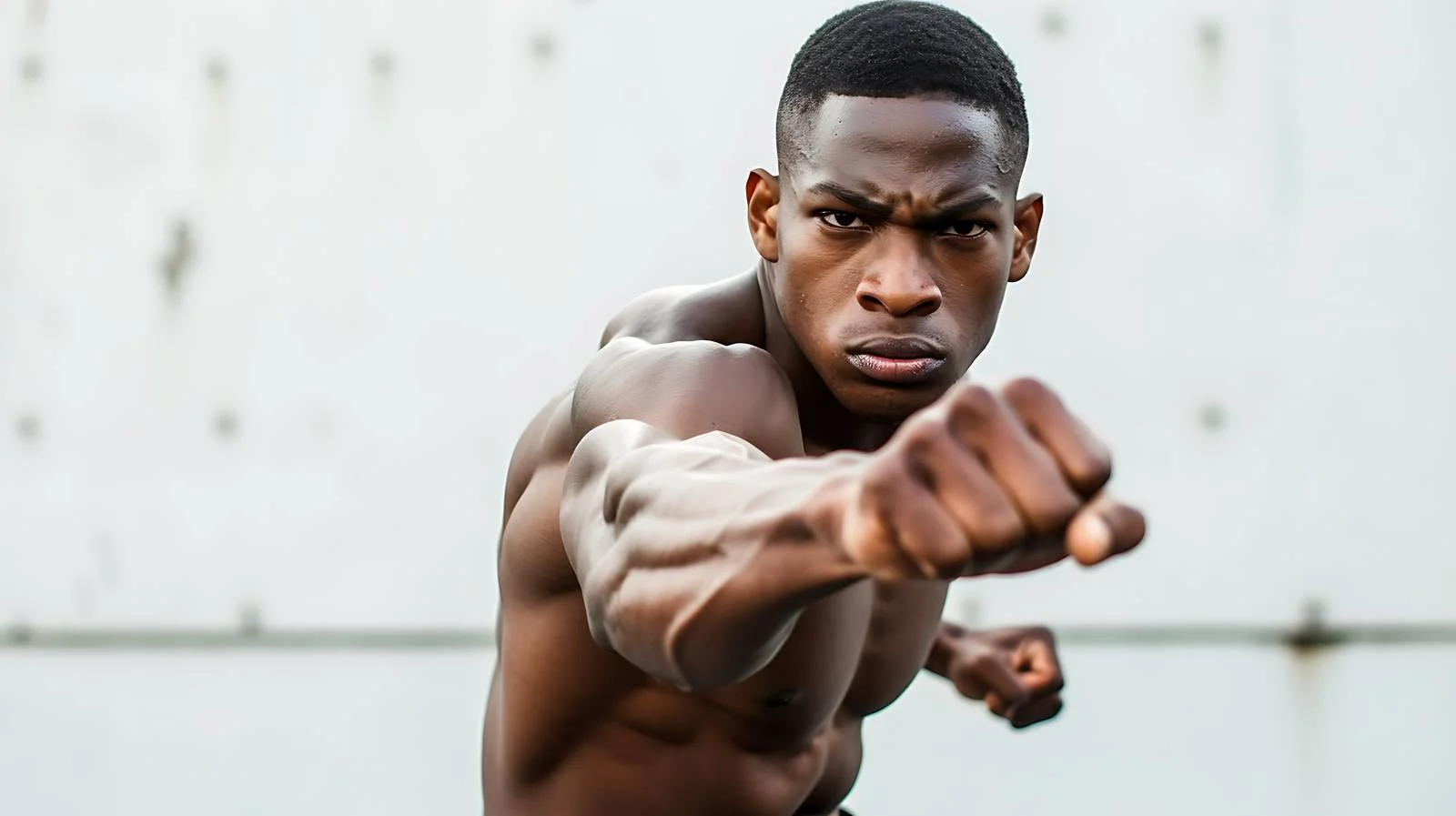 Dedicated young man training outdoors solo — free download from Dotvec