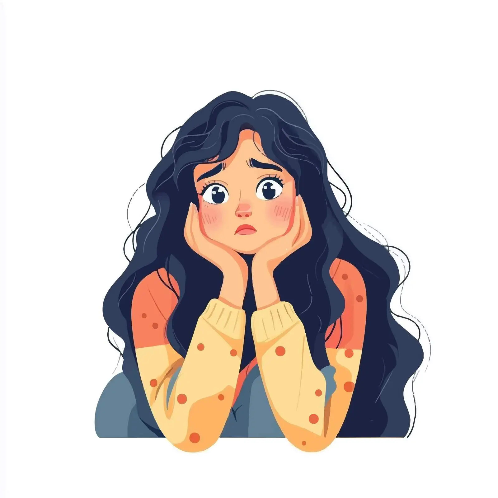Anxious Young Woman Vector Illustration – free teen girl image from Dotvec