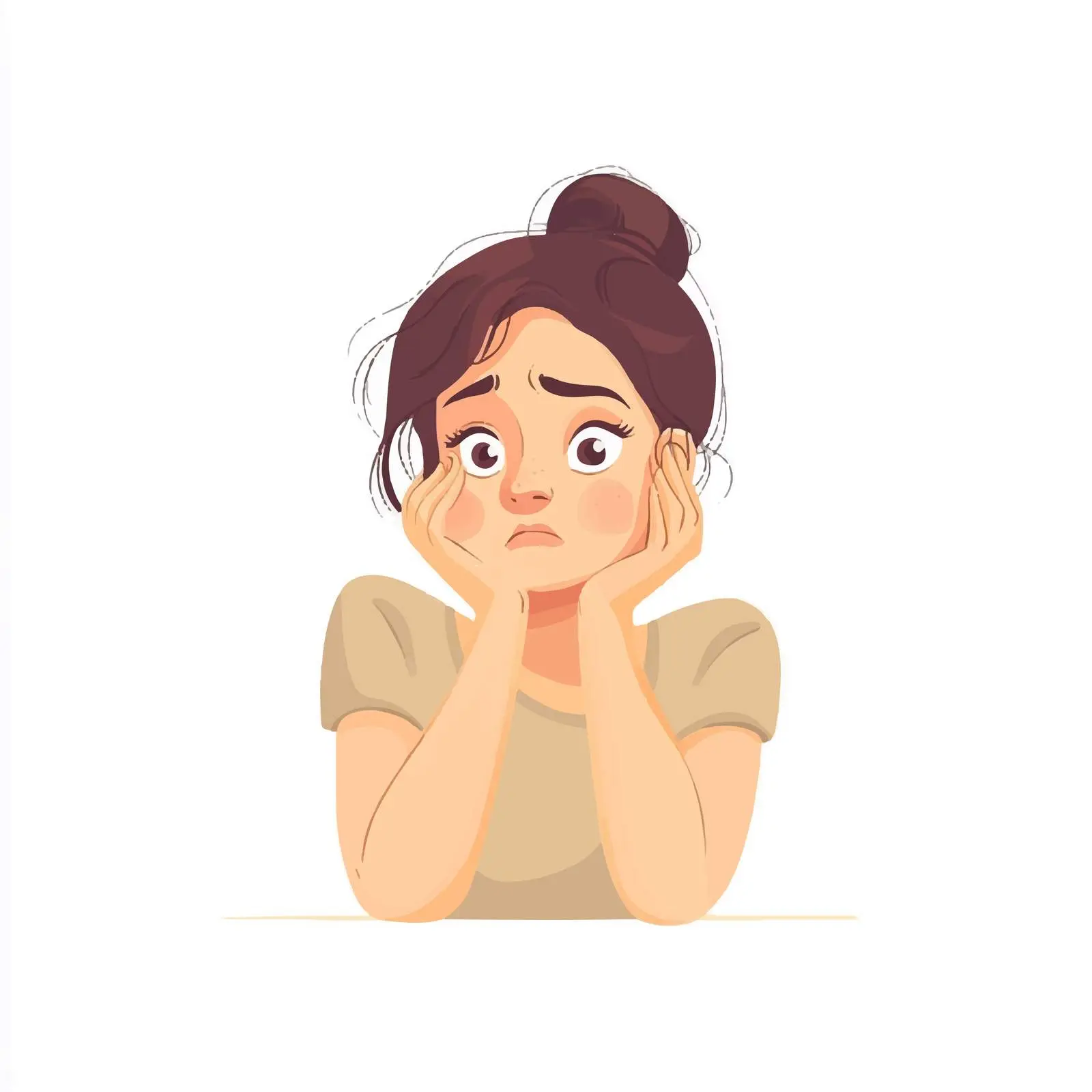 Anxious Teenage Girl Character Illustration — free download from Dotvec