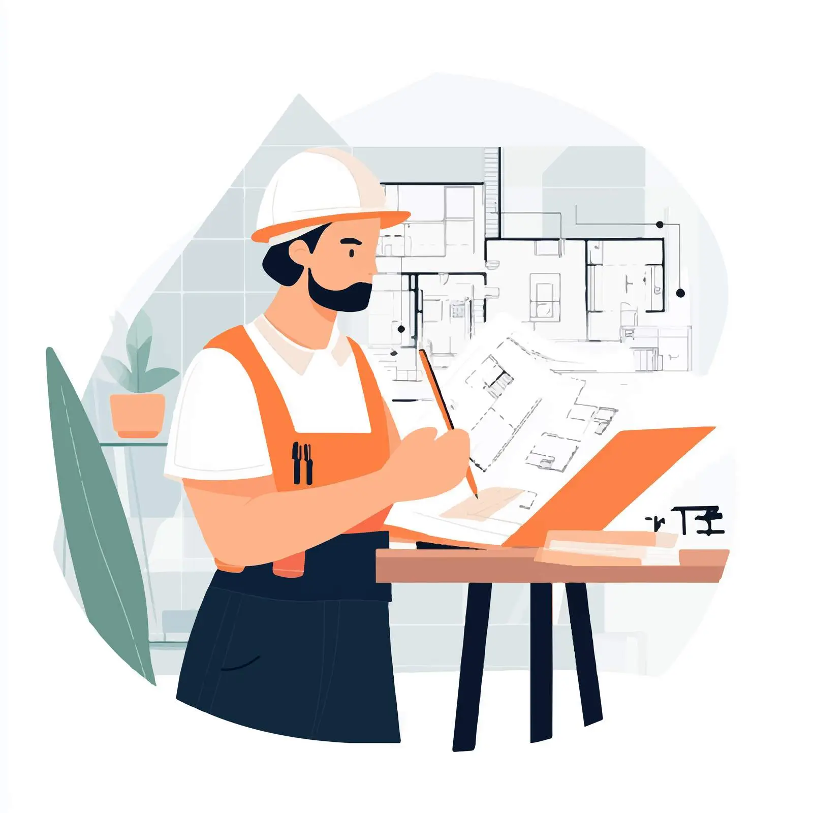 Young Architect Studying Room Layout Plan — free download from Dotvec