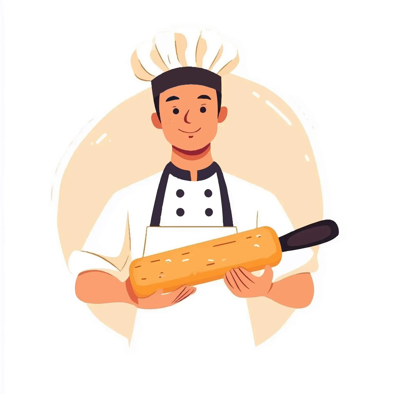 Young Baker Holding Rolling Pin Vector Illustration — free download from Dotvec