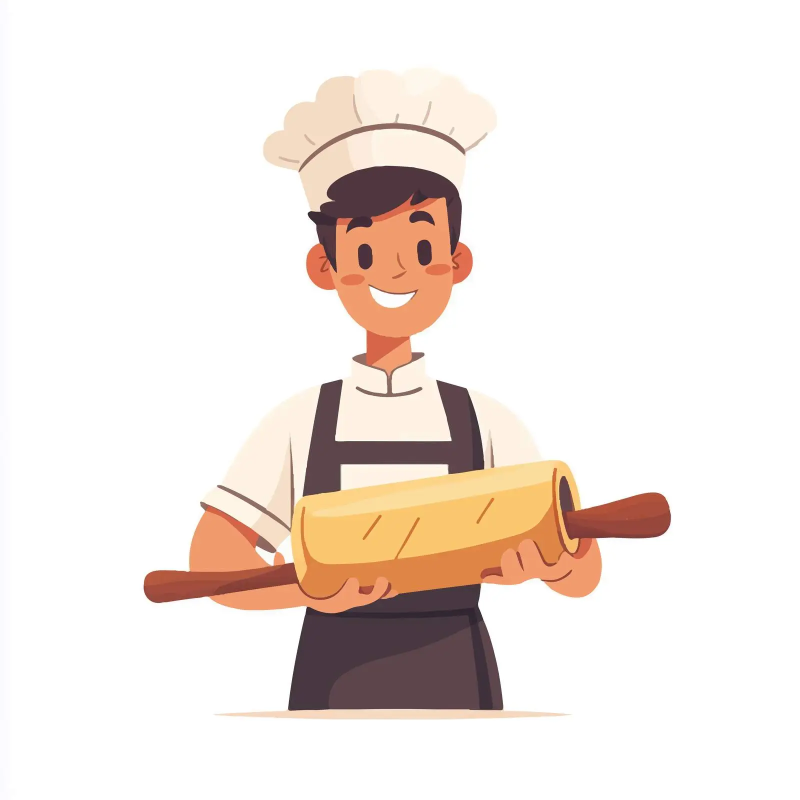 Young Baker with Rolling Pin Vector Illustration — free download from Dotvec