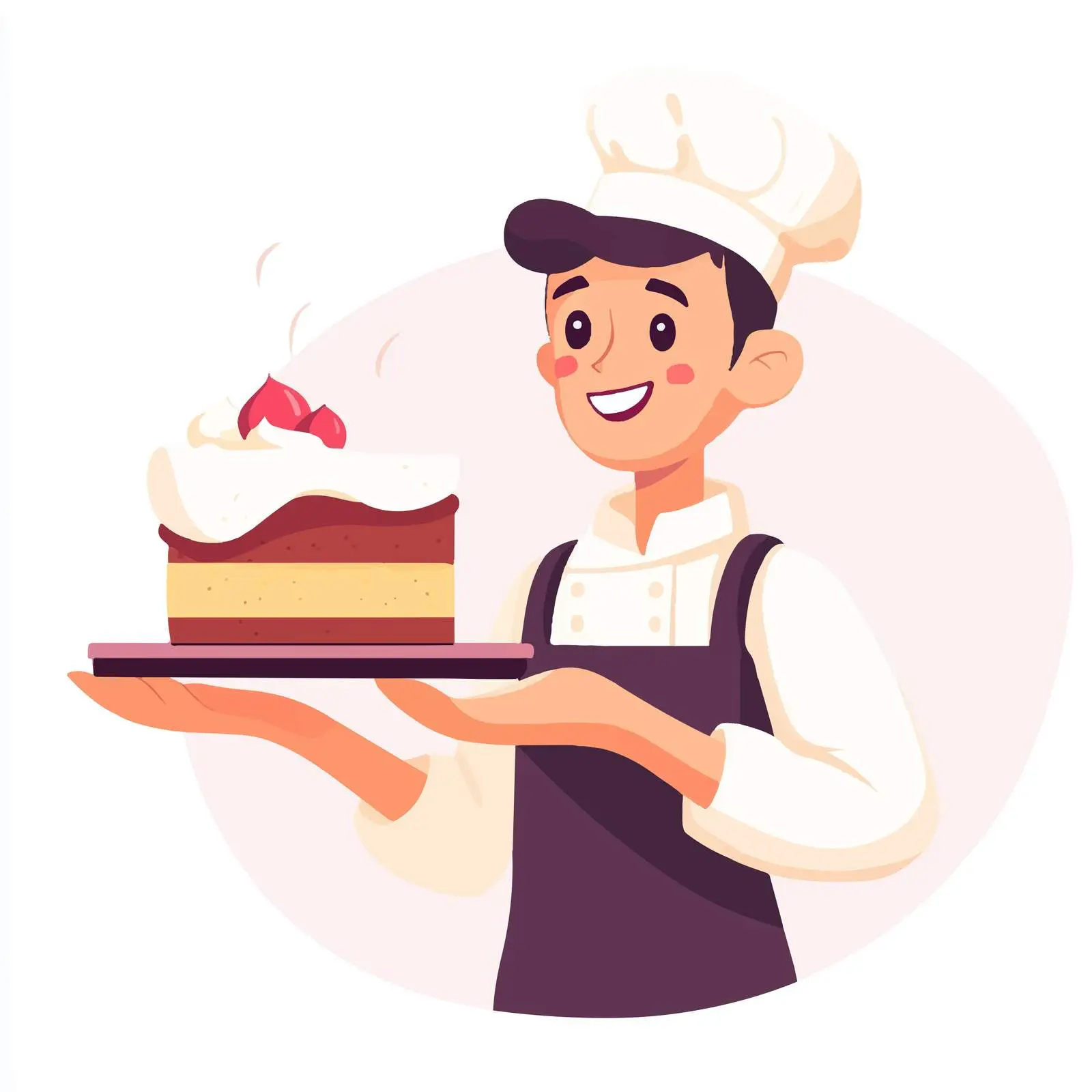 Young Baker with Tray of Cake Slice — free download from Dotvec