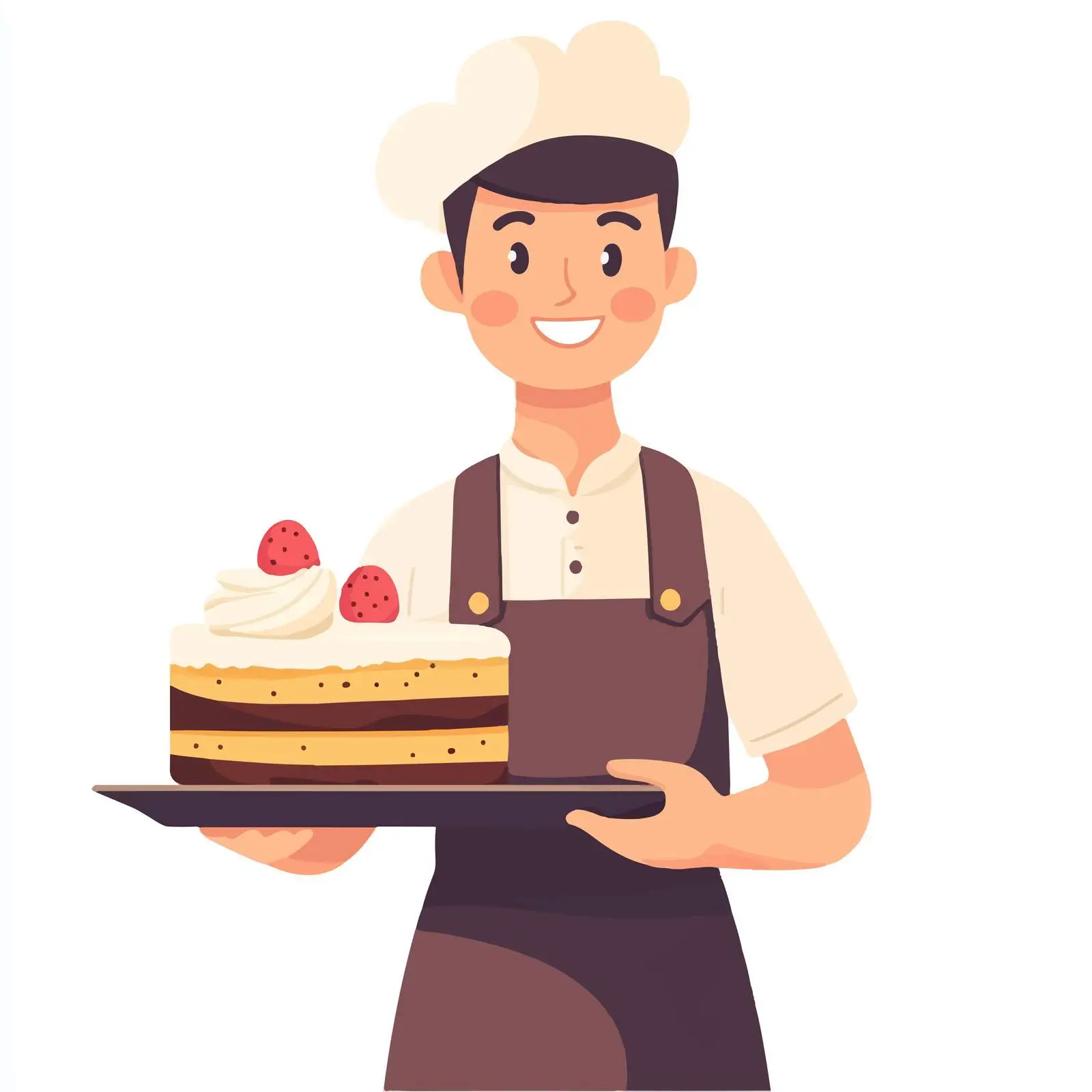 Young Baker with Cake Tray Vector Illustration — free download from Dotvec