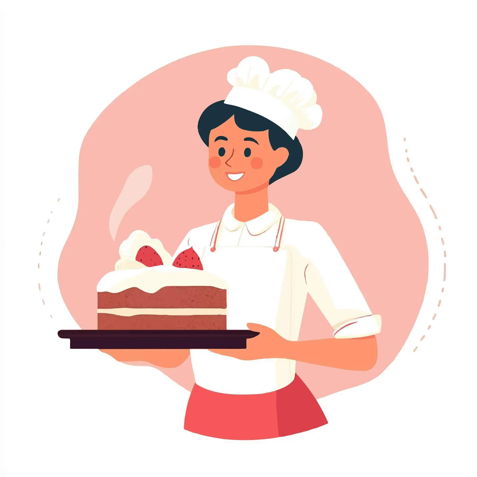 Young Baker Holding a Cake Slice on Tray — free download from Dotvec