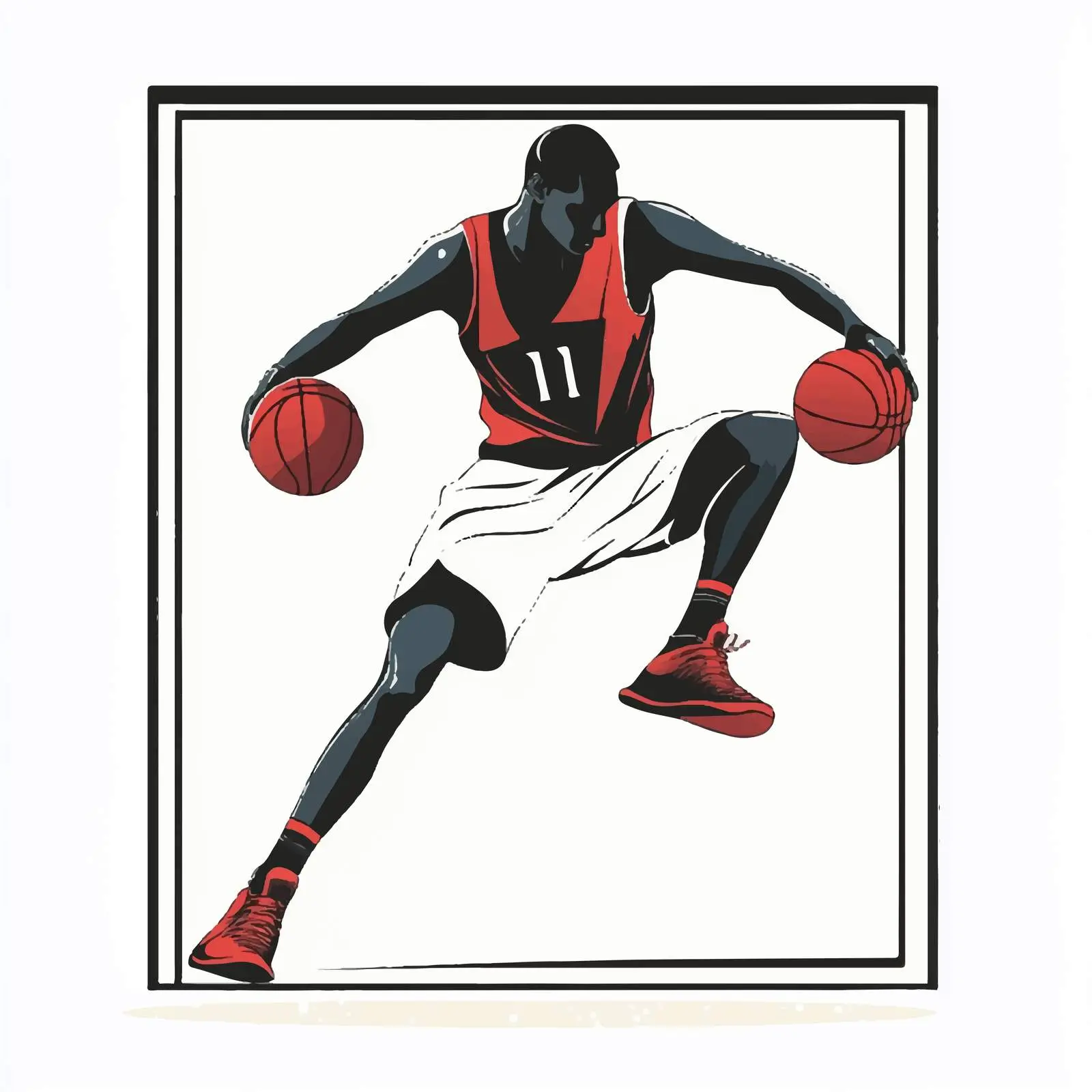 Young Basketball Player Bouncing Two Balls — free download from Dotvec