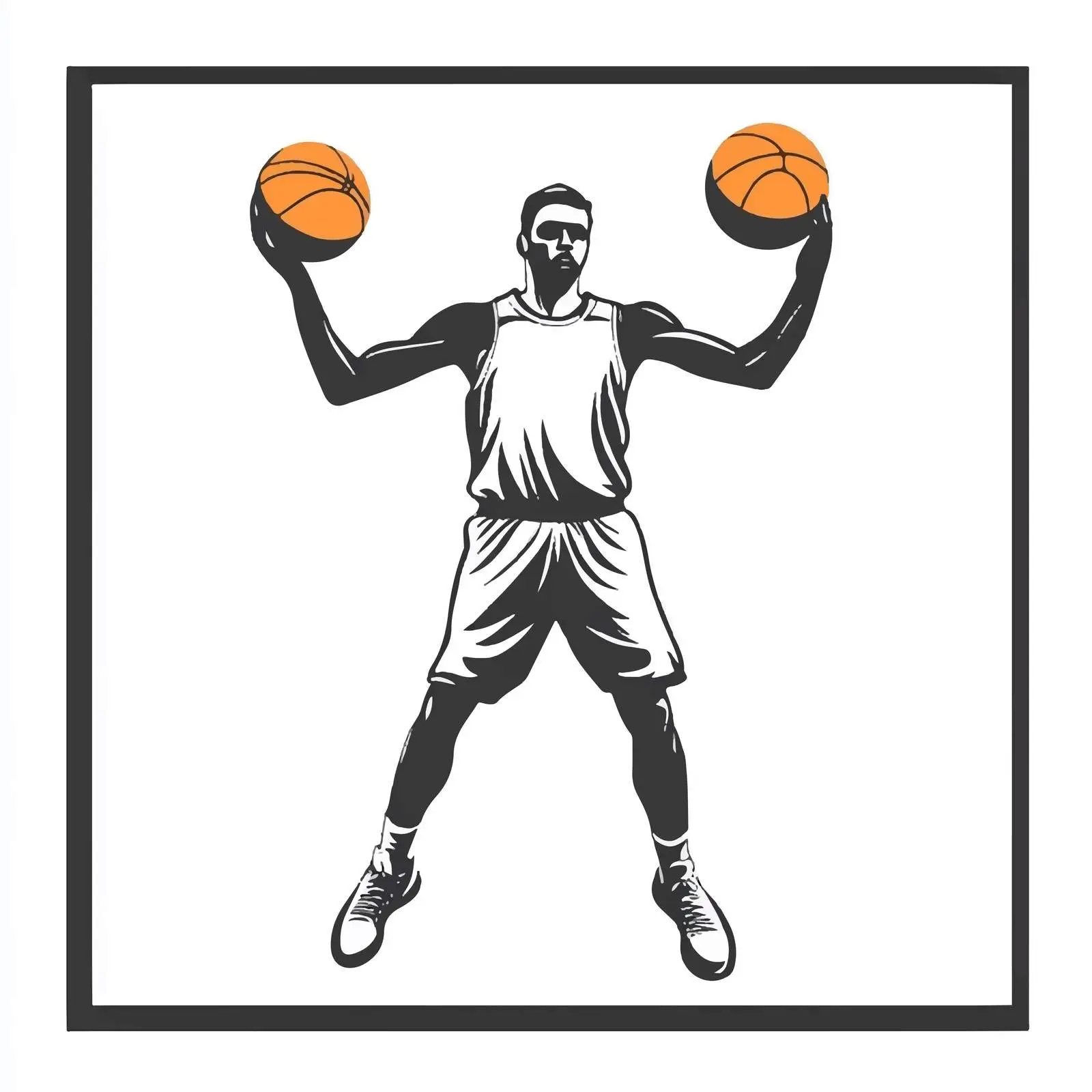 Young Basketball Player Bouncing Two Balls — free download from Dotvec