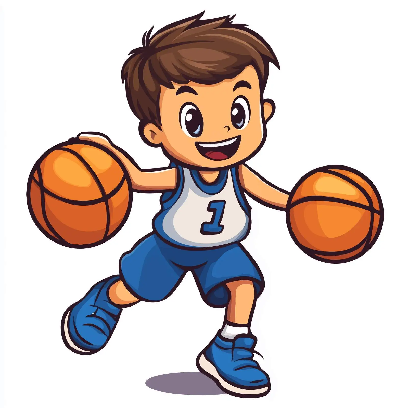 Young Basketball Player Bouncing Two Balls — free download from Dotvec