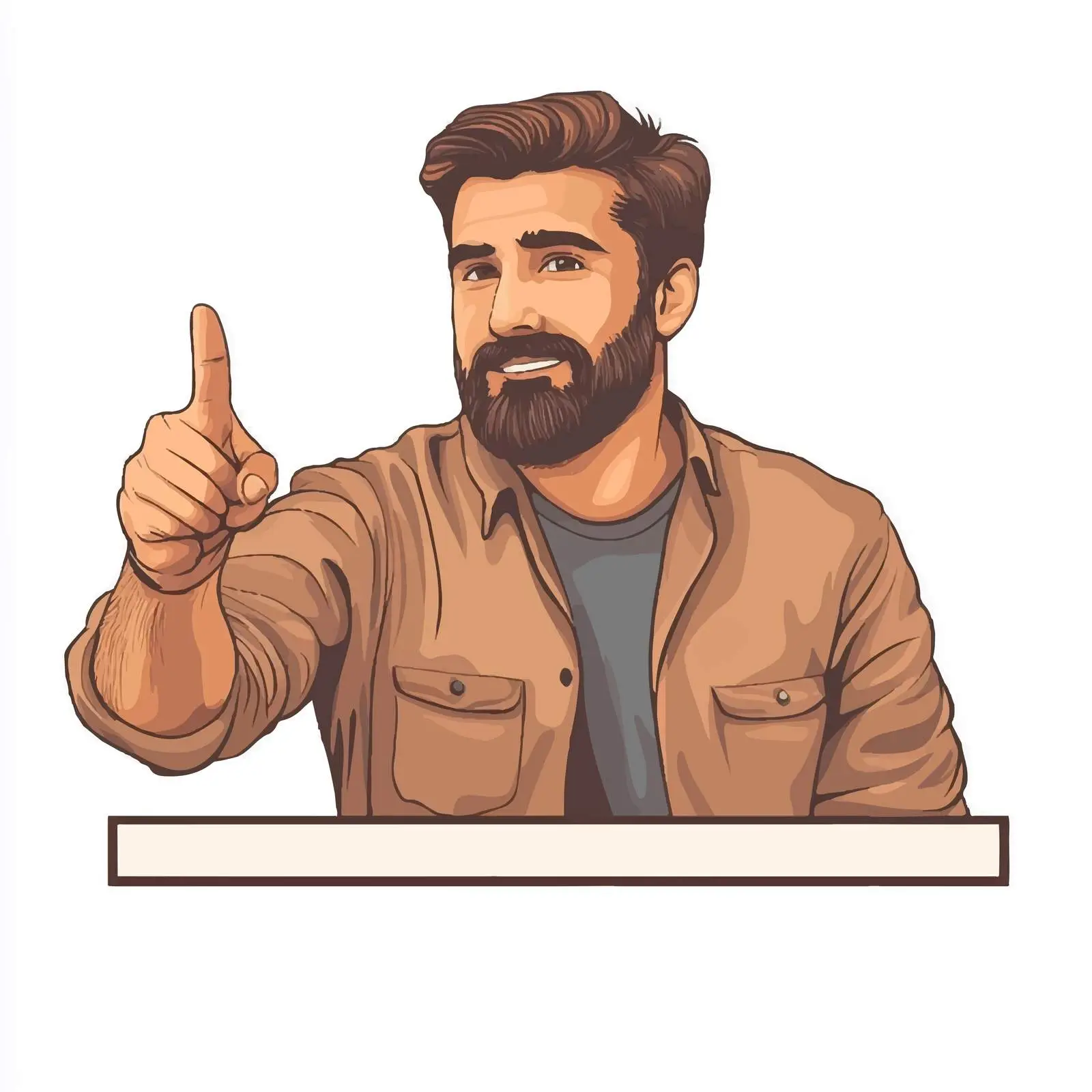 Bearded Businessman Pointing at Empty Space — free download from Dotvec