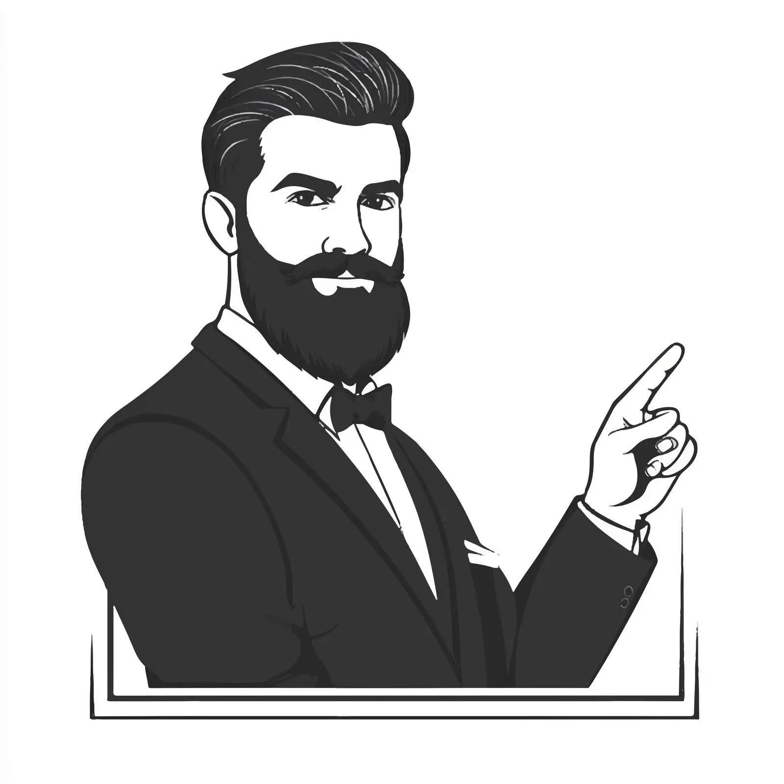 Bearded Businessman Pointing at Empty Space — free download from Dotvec