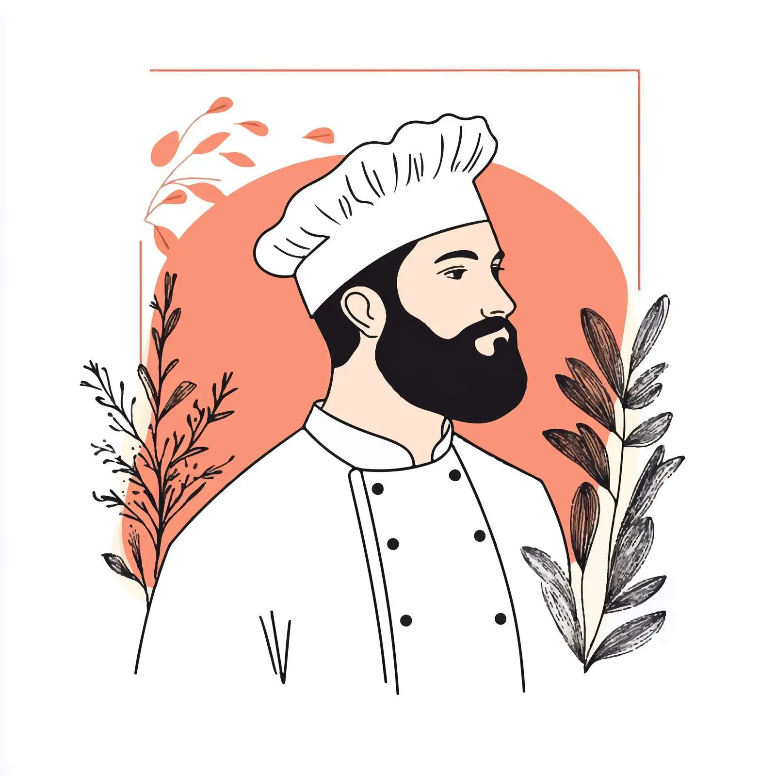 Bearded Chef in Uniform with Cooking Cap — free download from Dotvec