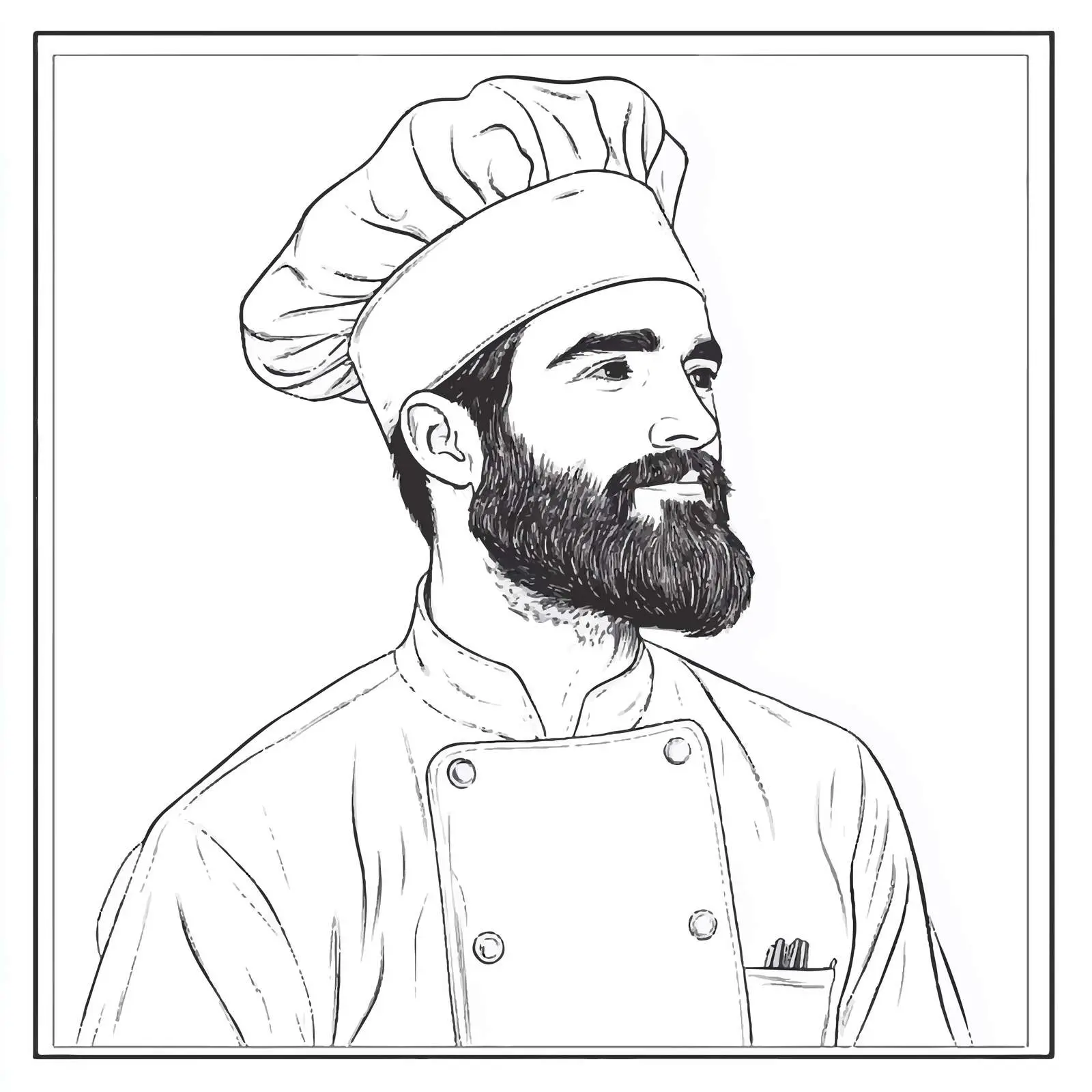 Young Bearded Chef in Cook Cap — free download from Dotvec