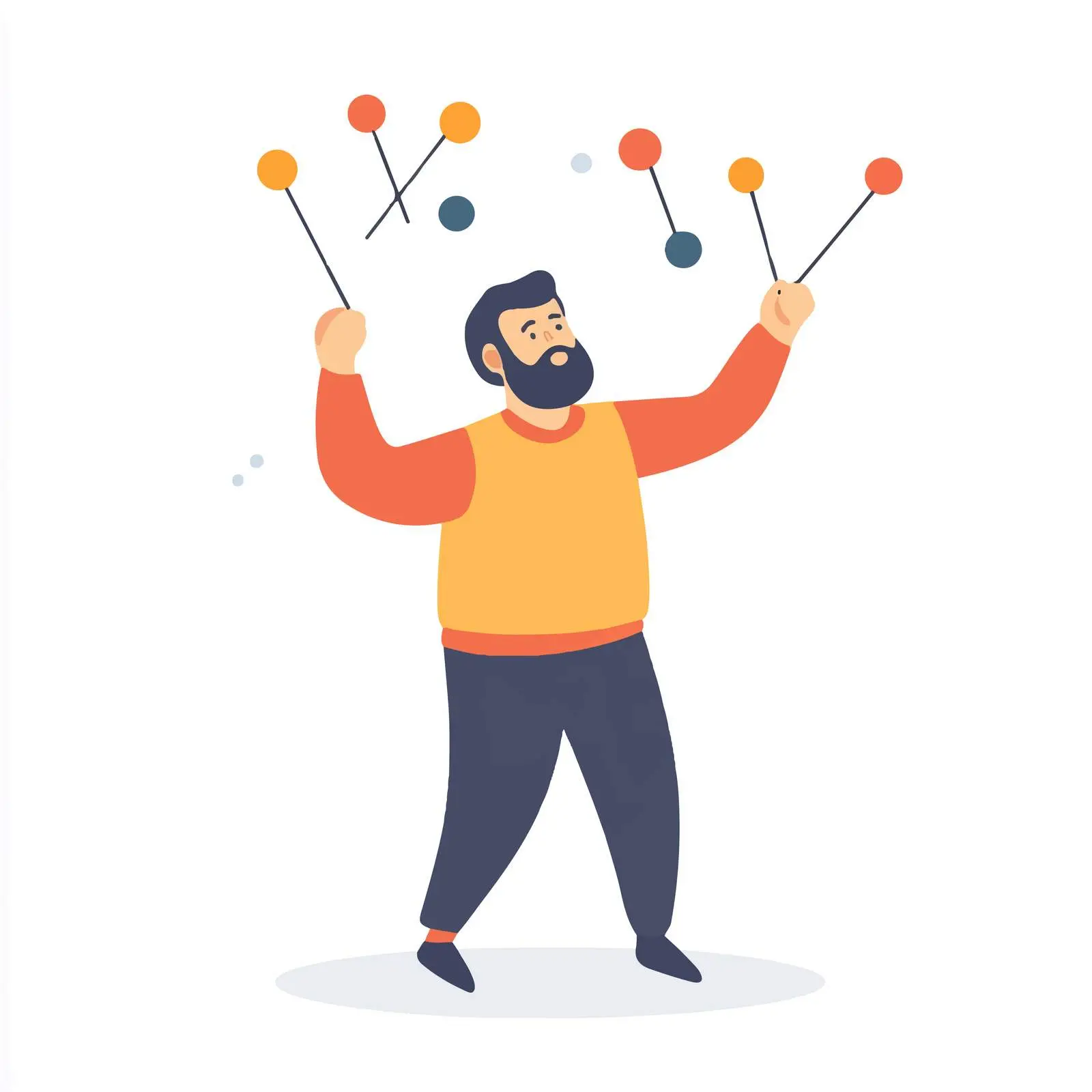 Bearded Juggler Performing with Clubs Vector Art — free download from Dotvec