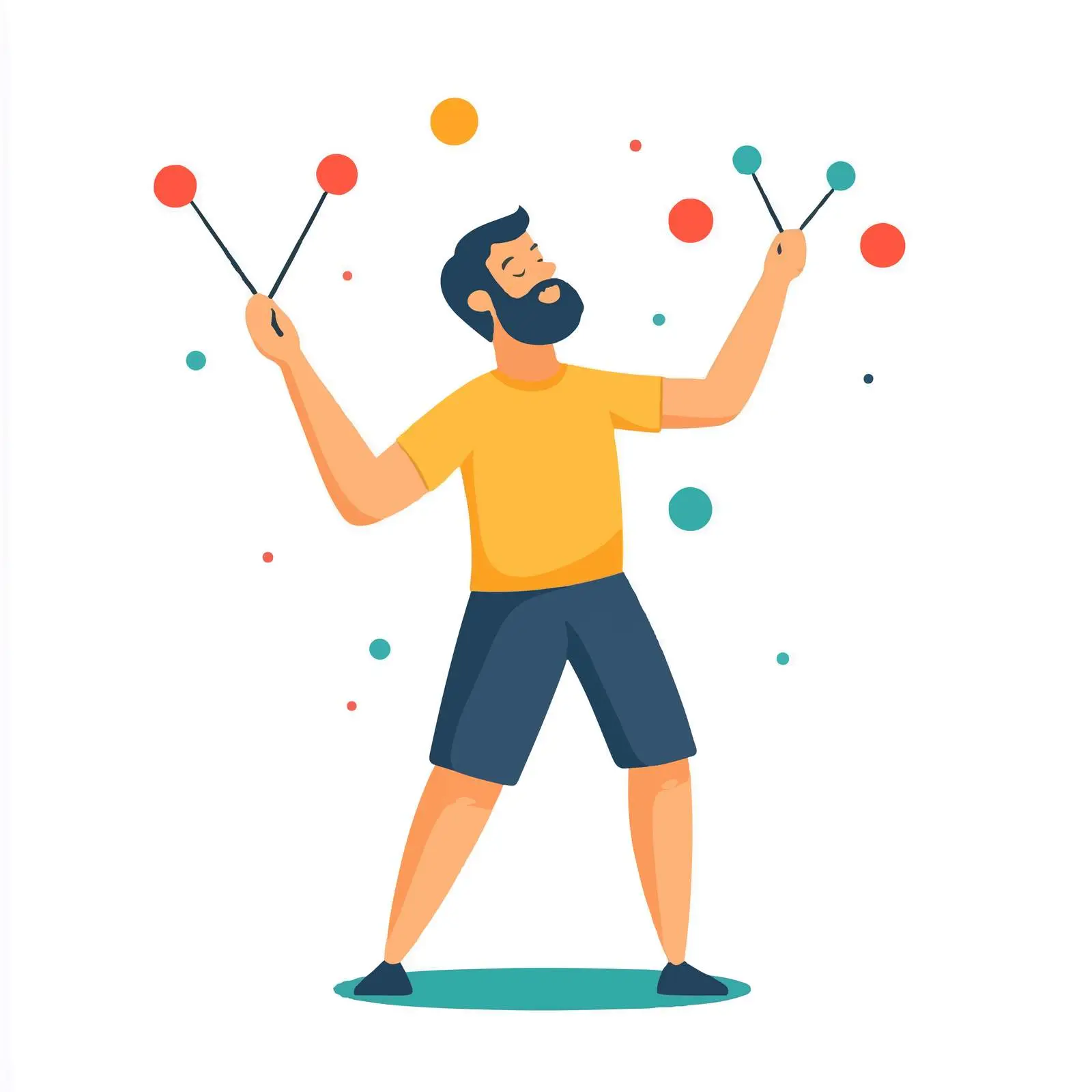 Vector Illustration of a Juggling Bearded Man — free download from Dotvec