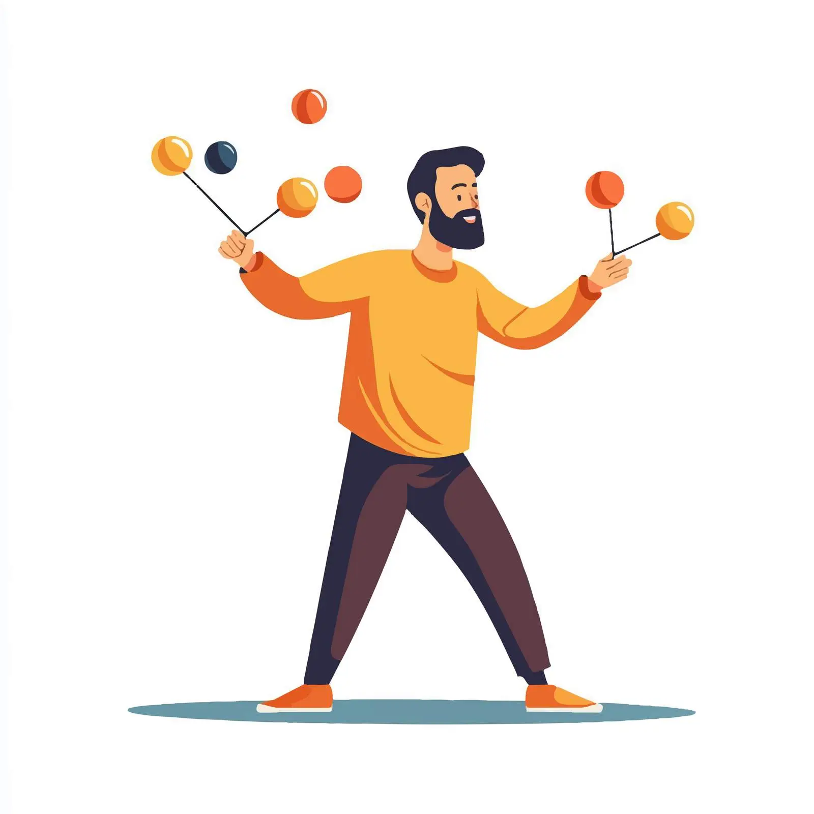 Bearded Juggler Performing with Clubs Vector Art — free download from Dotvec