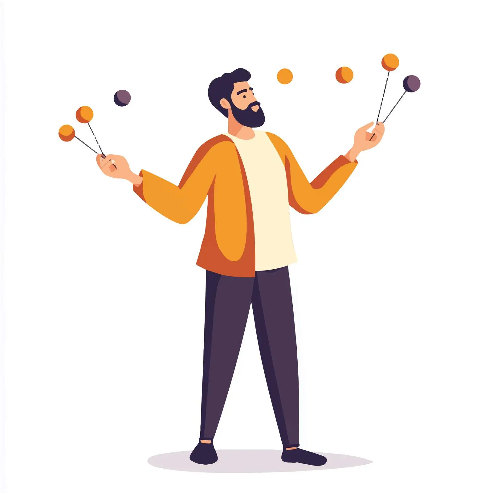 Bearded Juggler Performing with Clubs Illustration — free download from Dotvec