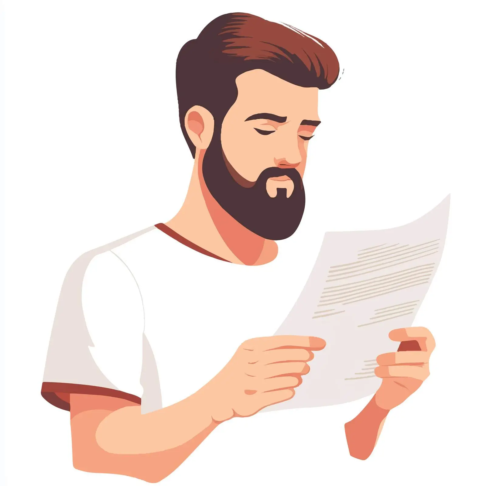 Young Bearded Man Reviewing Paper Documents — free download from Dotvec