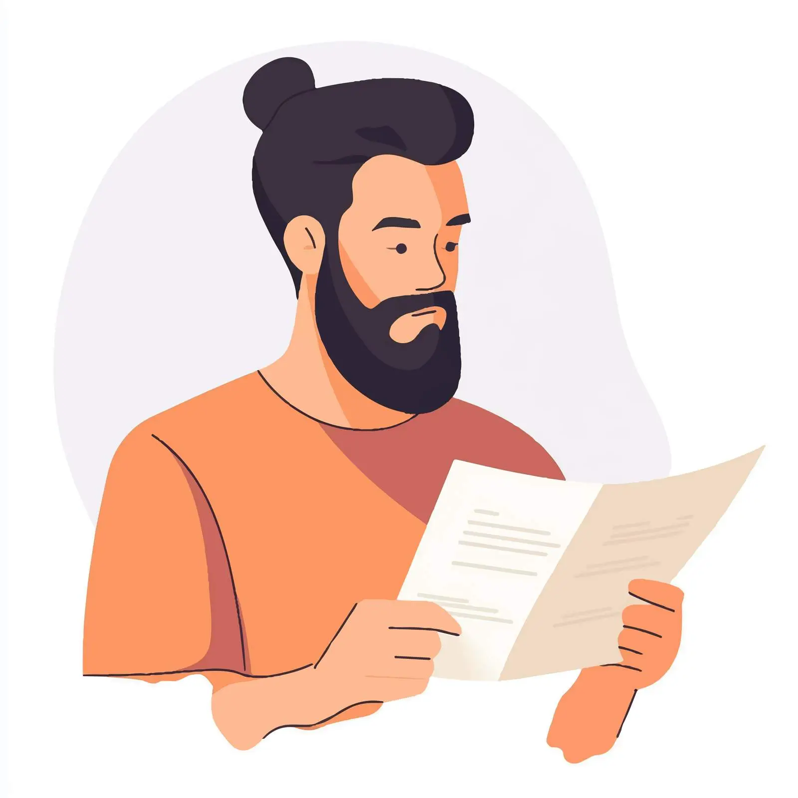 Young Bearded Man Reviewing Paper Documents — free download from Dotvec