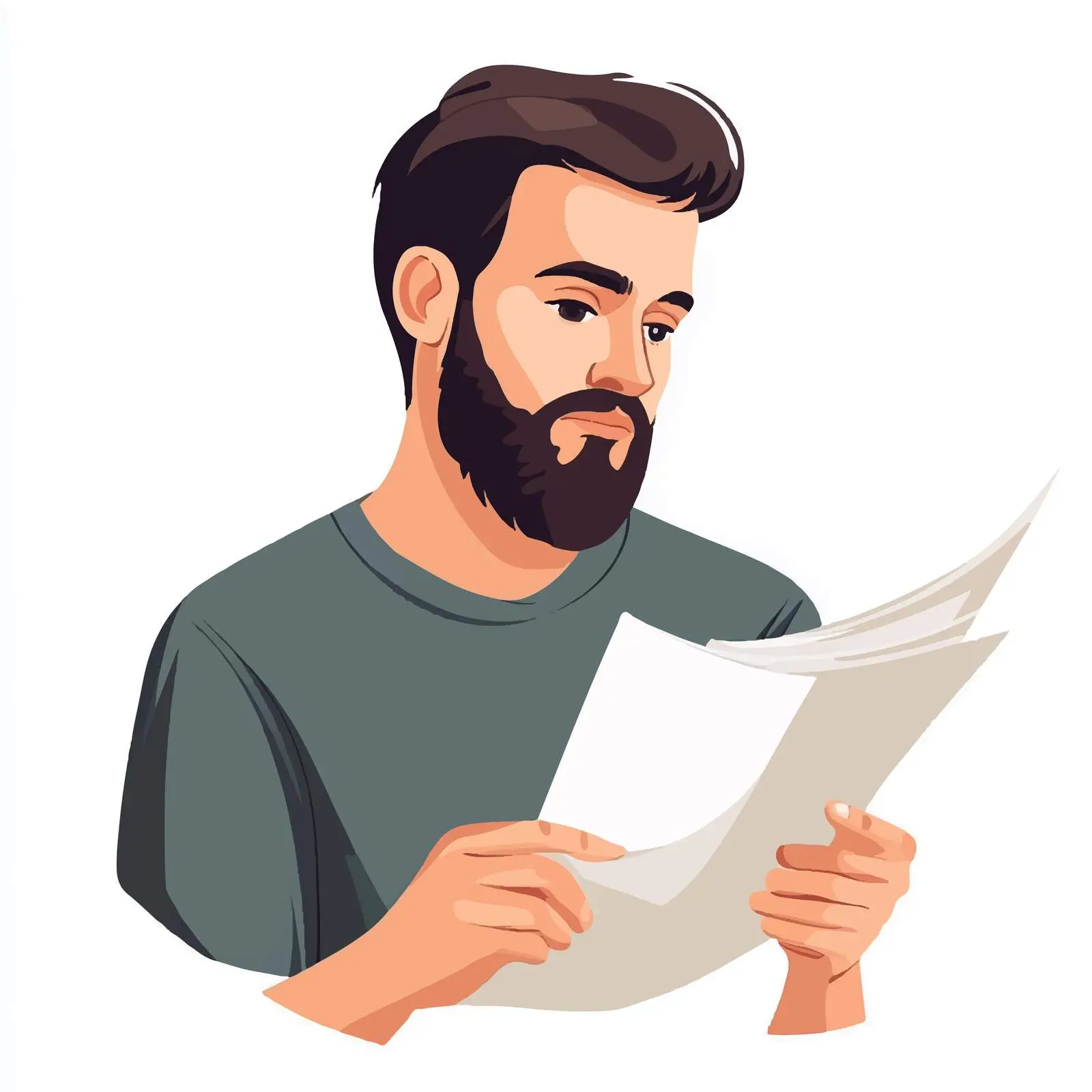 Young Man Reviewing Paper Documents Illustration — free download from Dotvec