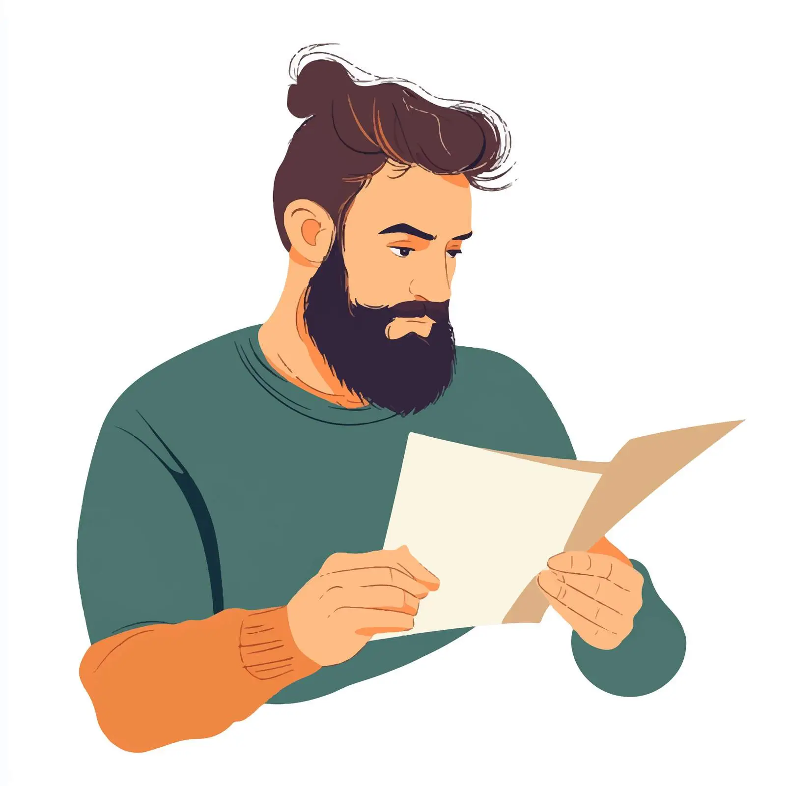 Young Bearded Man Reviewing Documents Vector — free download from Dotvec