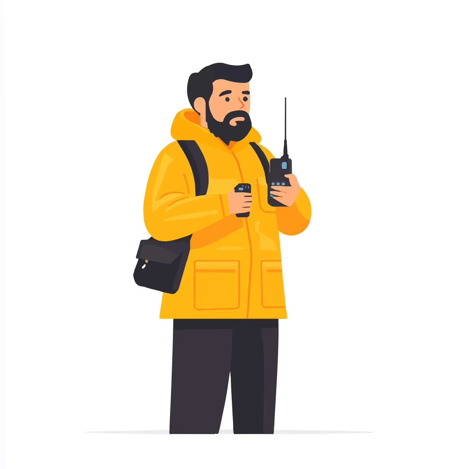 Young Bearded Security Guard with Walkie Talkie — free download from Dotvec
