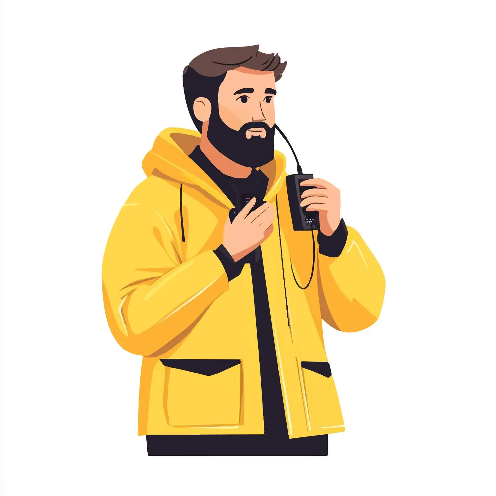 Young Bearded Security Guard with Walkie Talkie — free download from Dotvec
