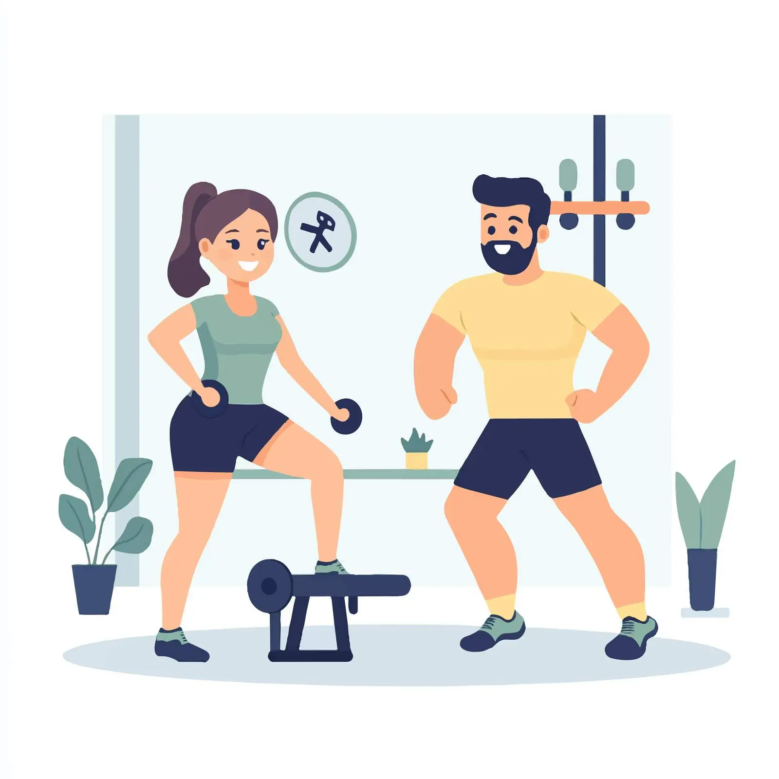 Active Young Couple Exercising Together Illustration — free download from Dotvec