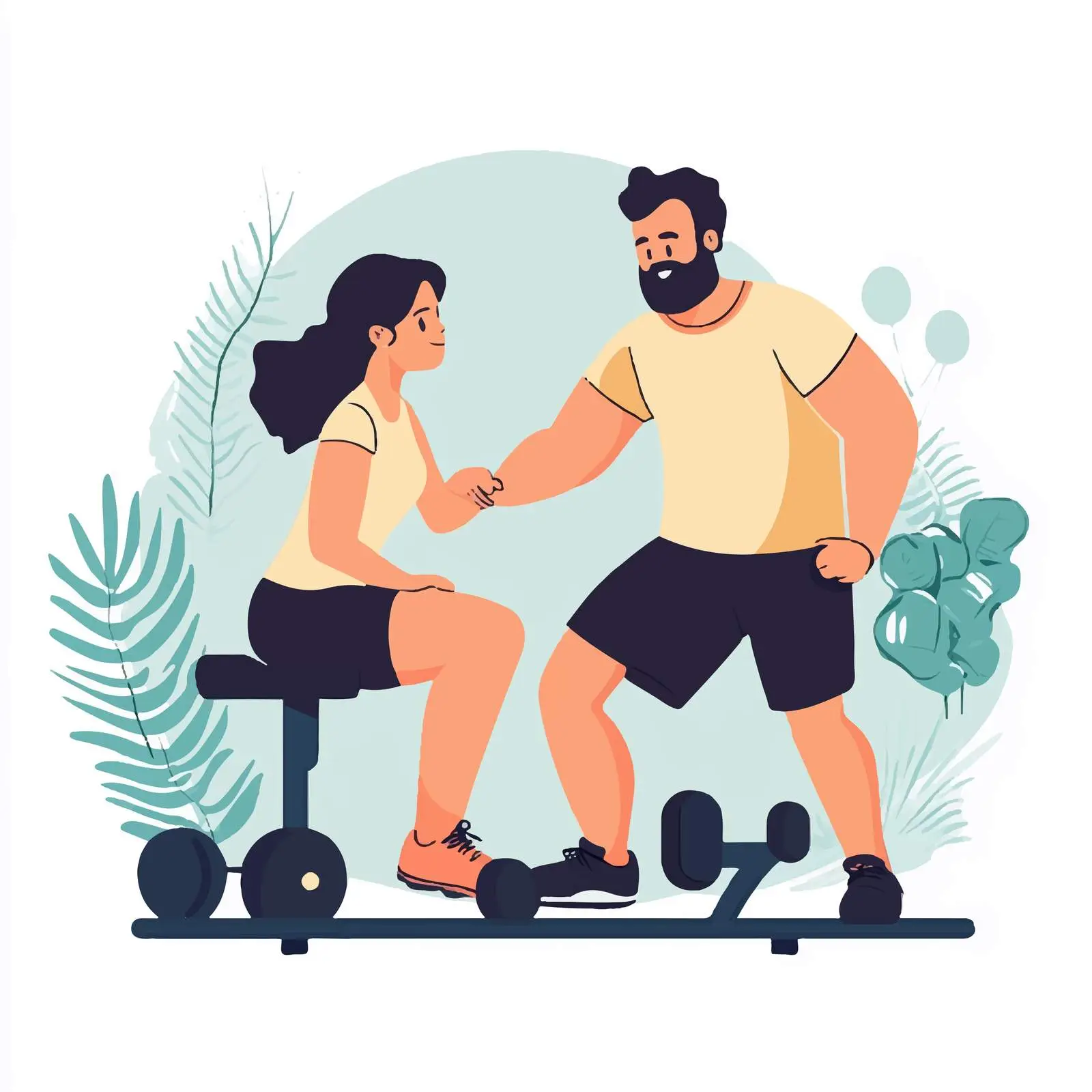 Young Couple Working Out Together in Vector Style — free download from Dotvec