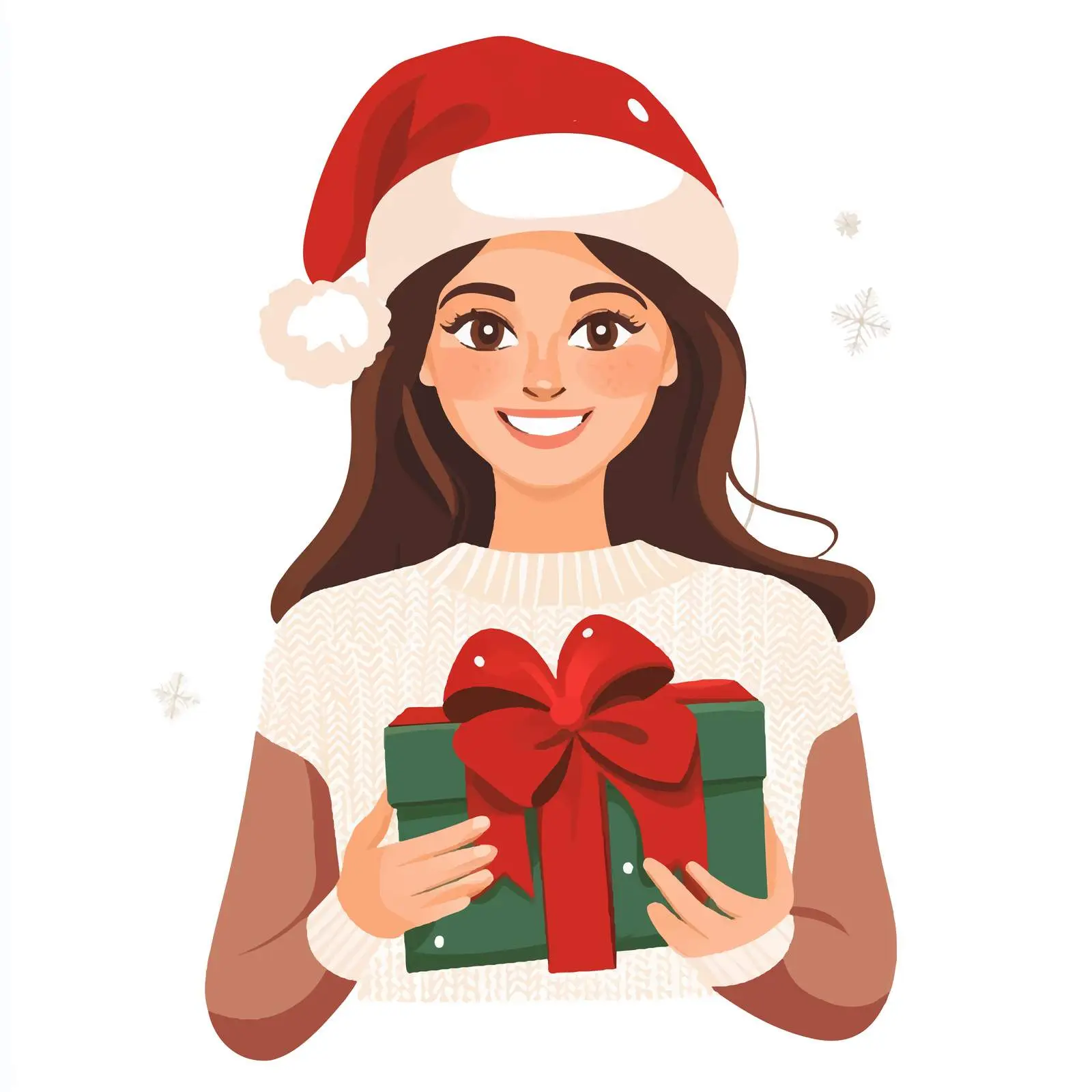 Beautiful Woman Holding Santa Gift – free name image from Dotvec