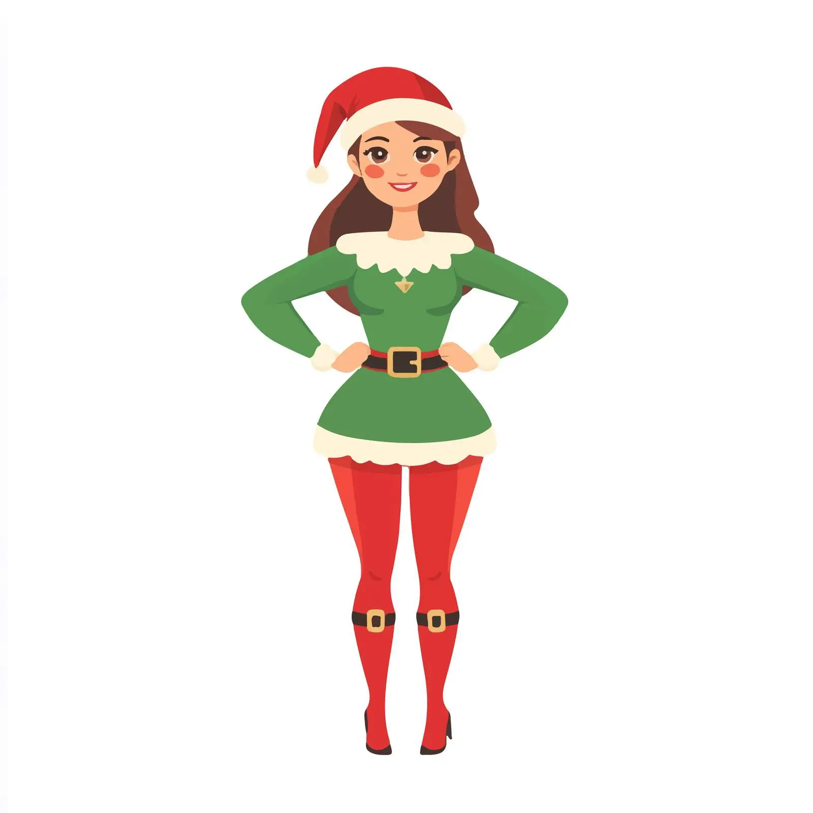 Elegant Elf Lady Santa Helper Costume — free download from Dotvec