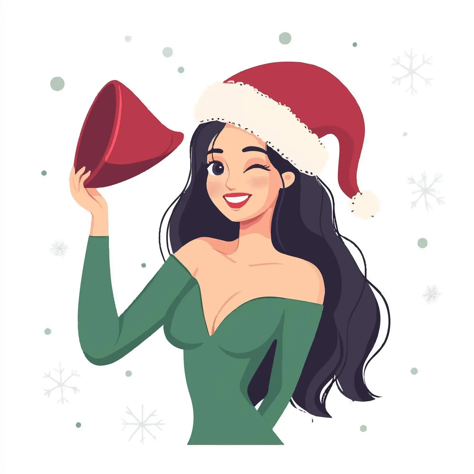 Young Beautiful Woman as Elf Lady Santa Helper — free download from Dotvec