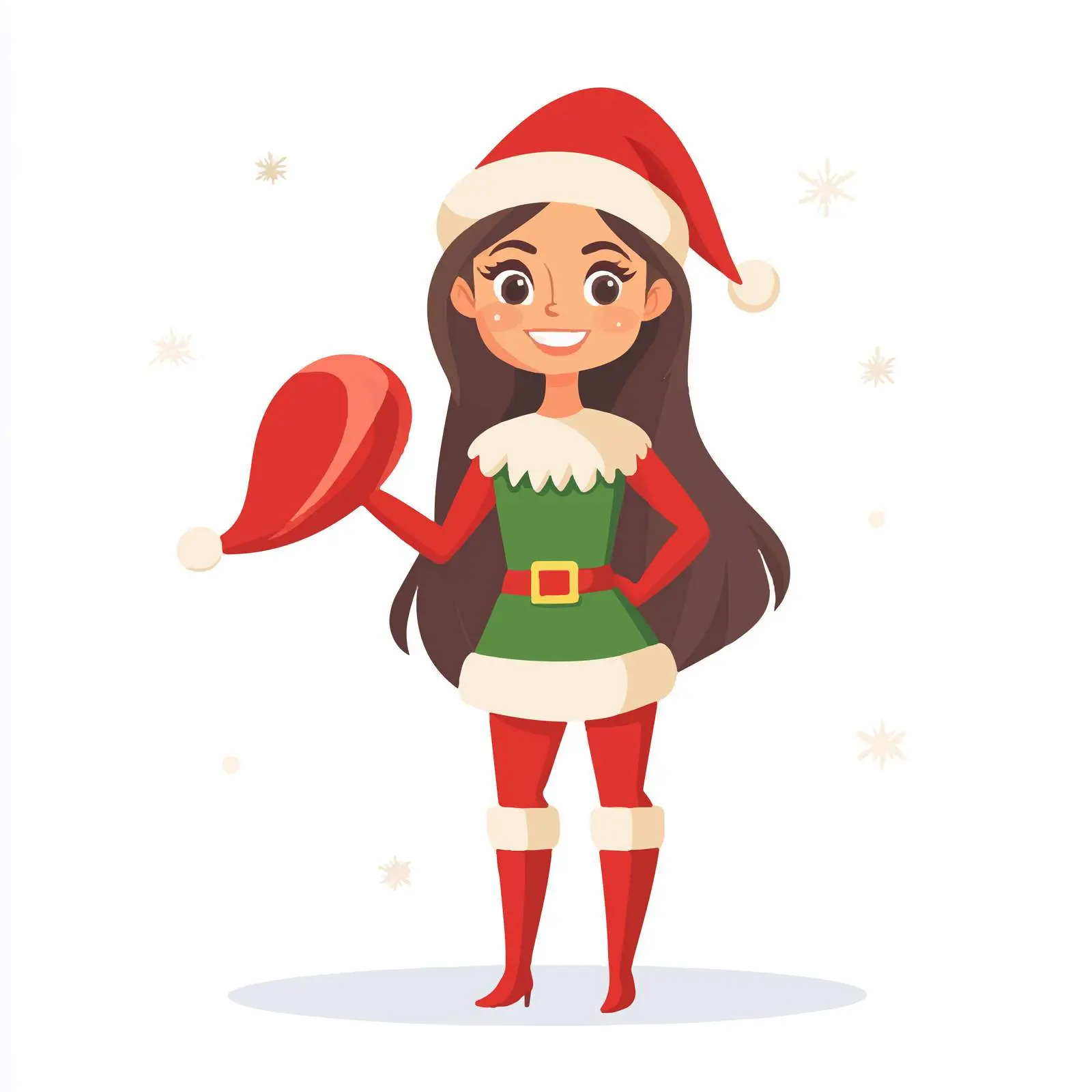 Elf Lady Santa Helper Costume Vector Illustration — free download from Dotvec