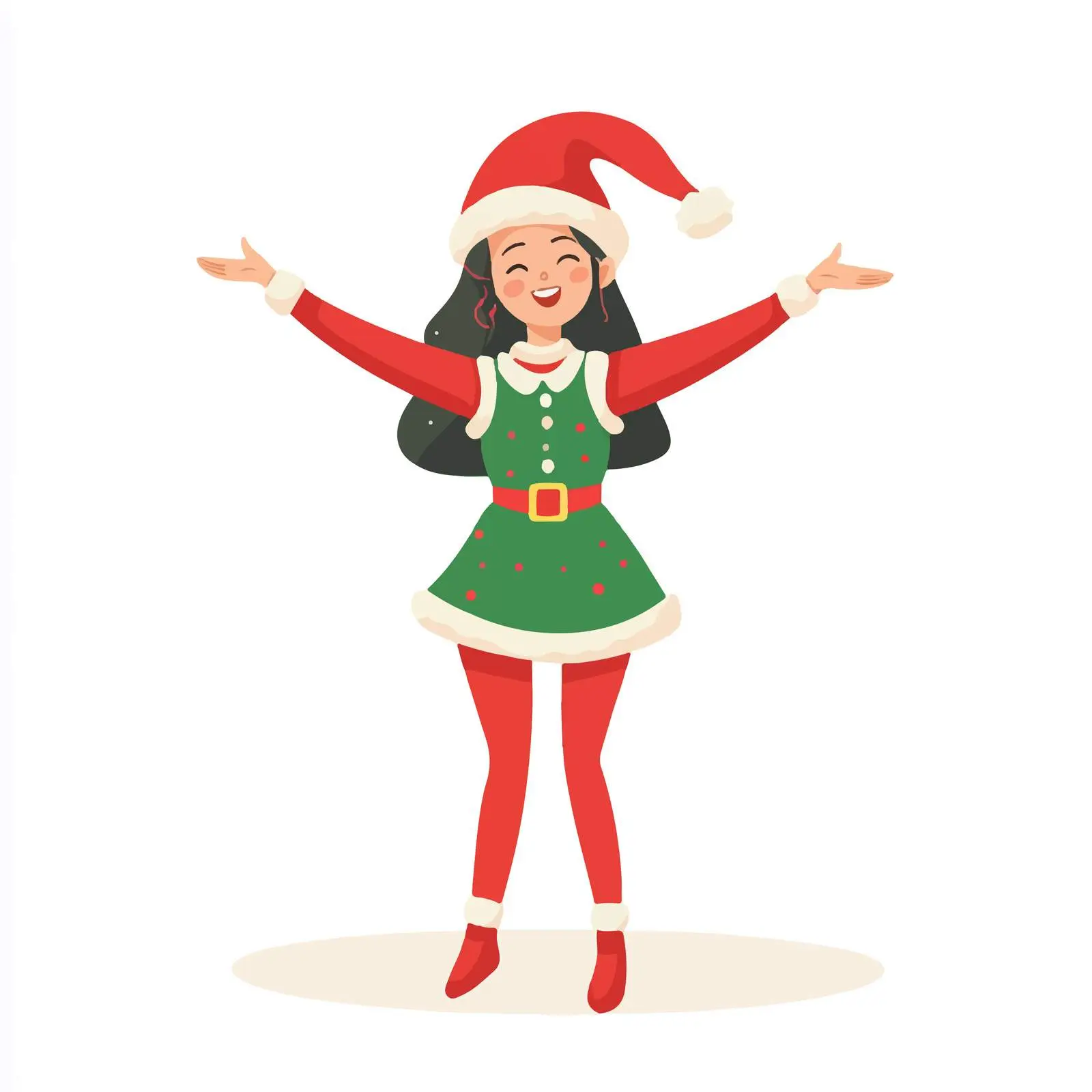 Elegant Elf Lady Santa Helper Costume — free download from Dotvec