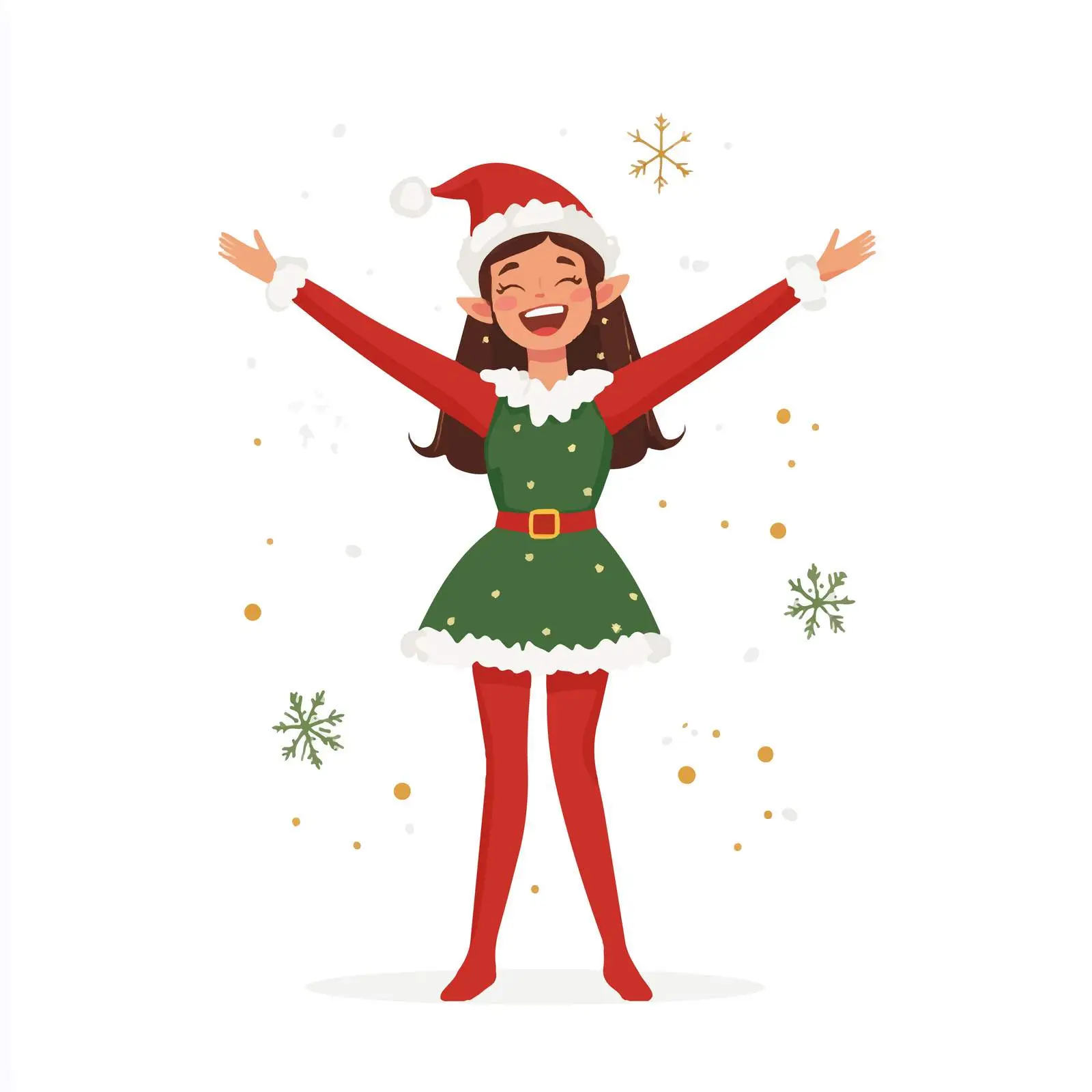 Beautiful Elf Lady Santa Helper Costume — free download from Dotvec