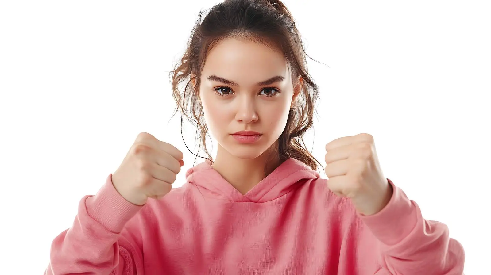 Ready to Fight: Young Beautiful Woman – free energetic image from Dotvec