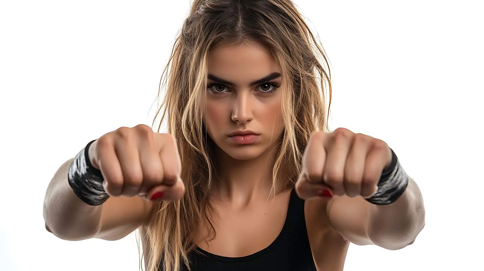 Young Woman Ready to Fight Isolated on White — free download from Dotvec