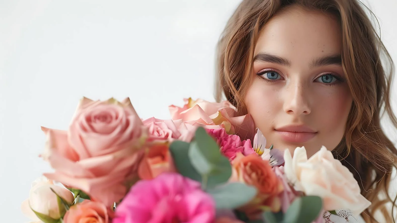 Elegant Woman Holding Bouquet, Floral Beauty — free download from Dotvec