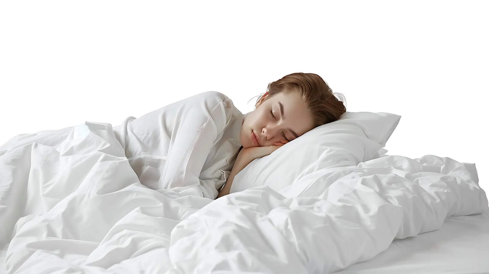 Young Beauty Asleep in White Bed — free download from Dotvec