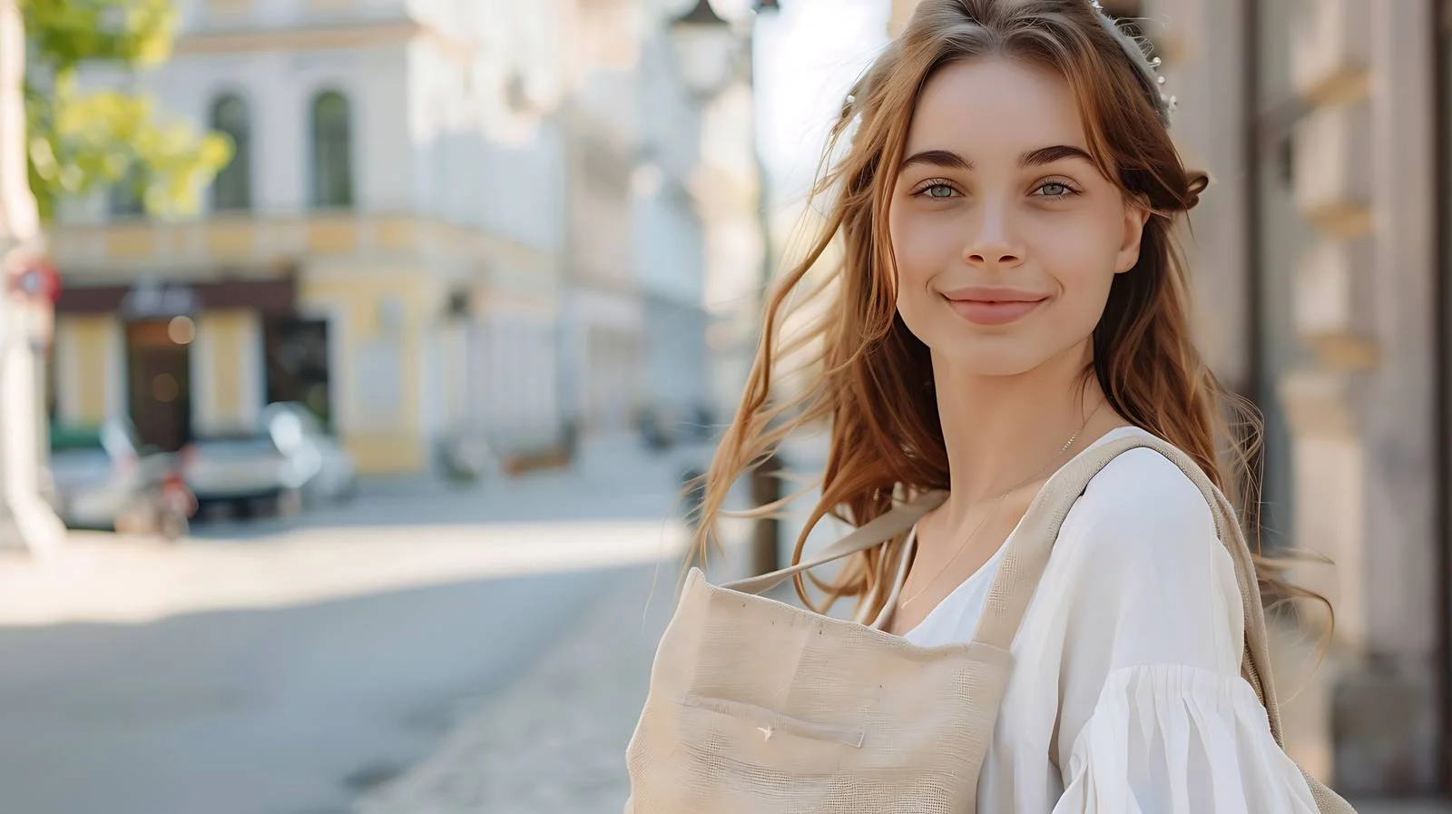 Eco-Friendly Woman in City Setting — free download from Dotvec