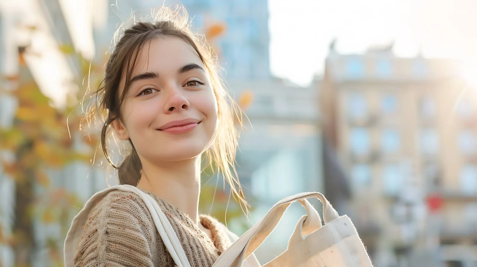 Stylish Woman Eco-Friendly City Portrait — free download from Dotvec