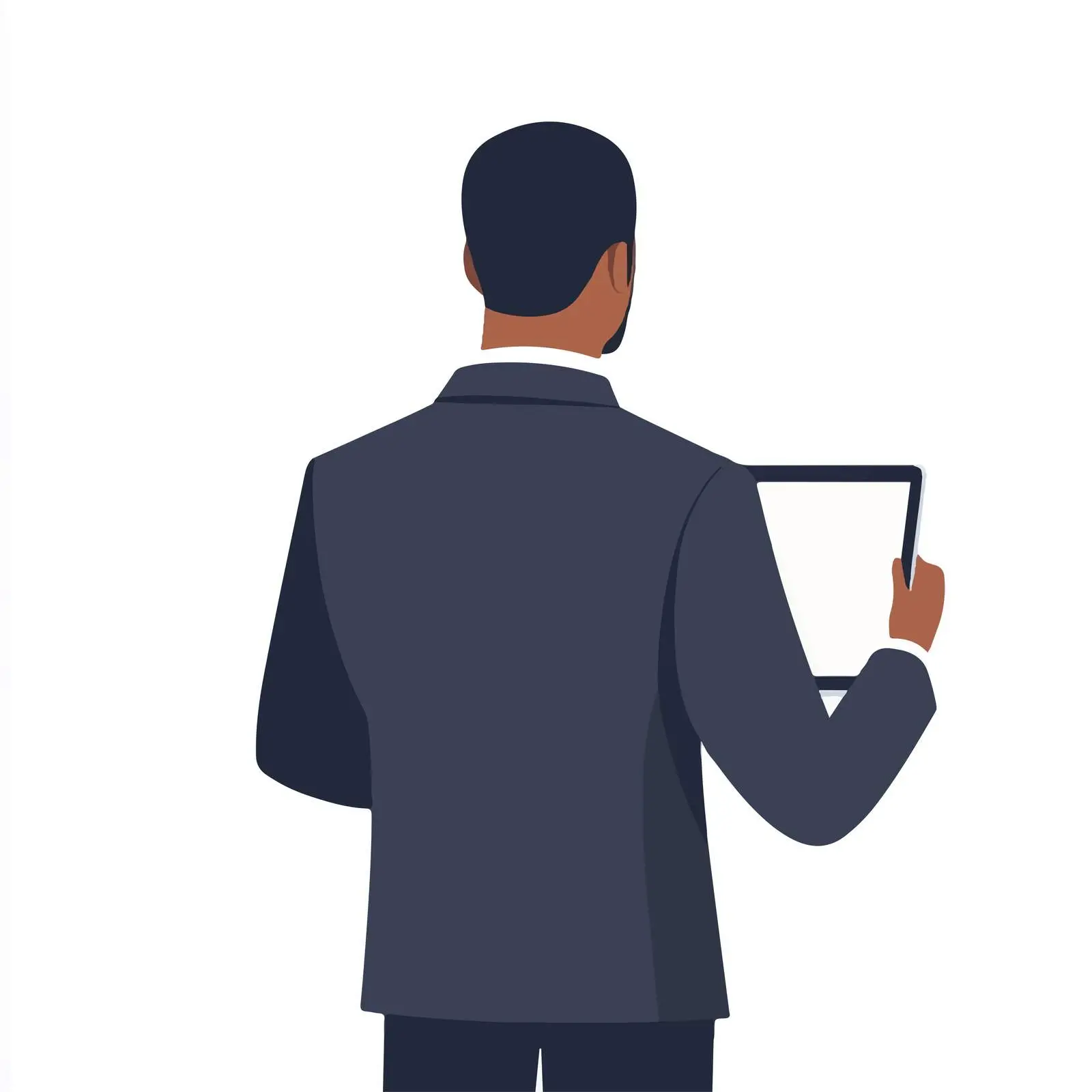 Young Black Businessman Holding Blank Tablet — free download from Dotvec