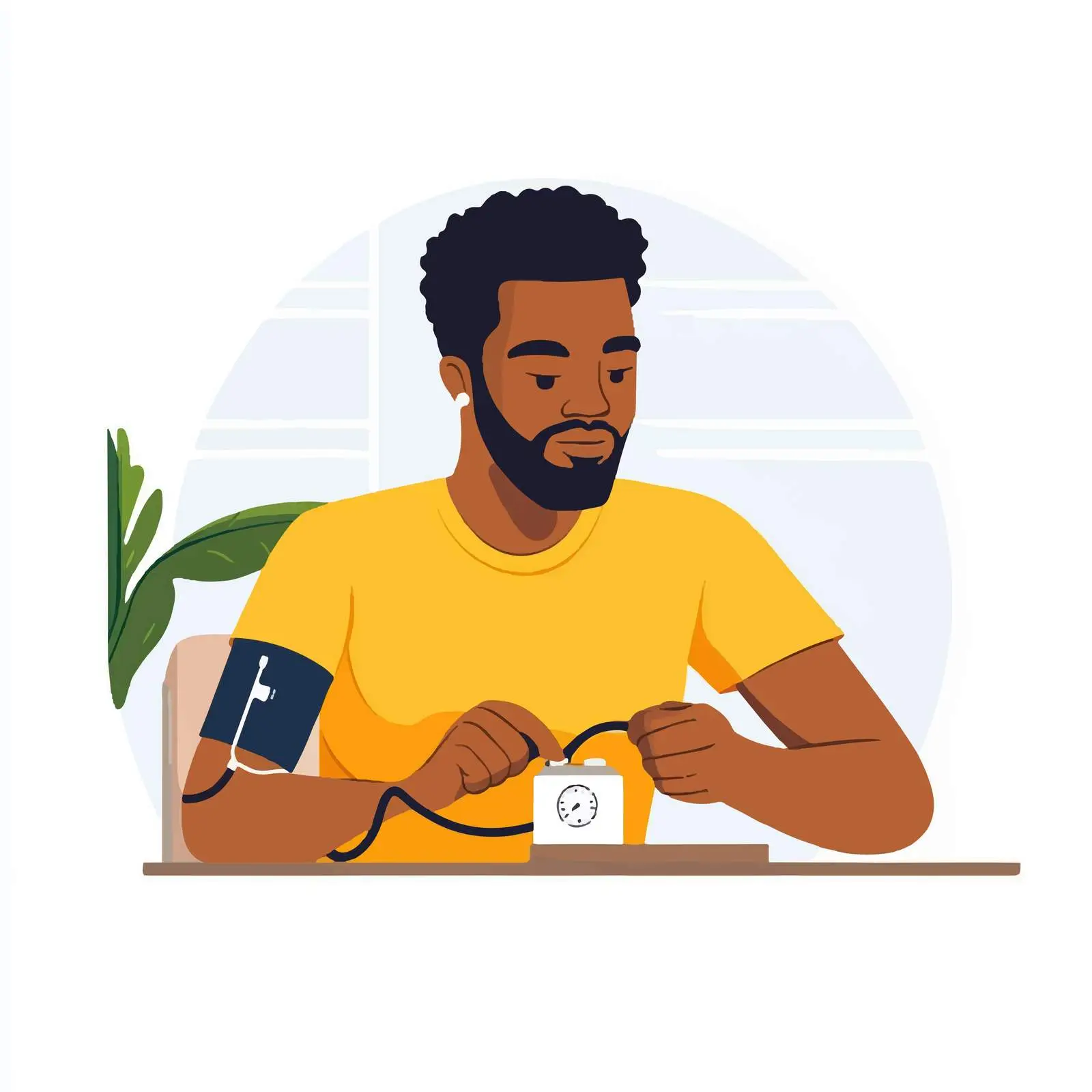 Young Man Monitoring Blood Pressure at Home — free download from Dotvec