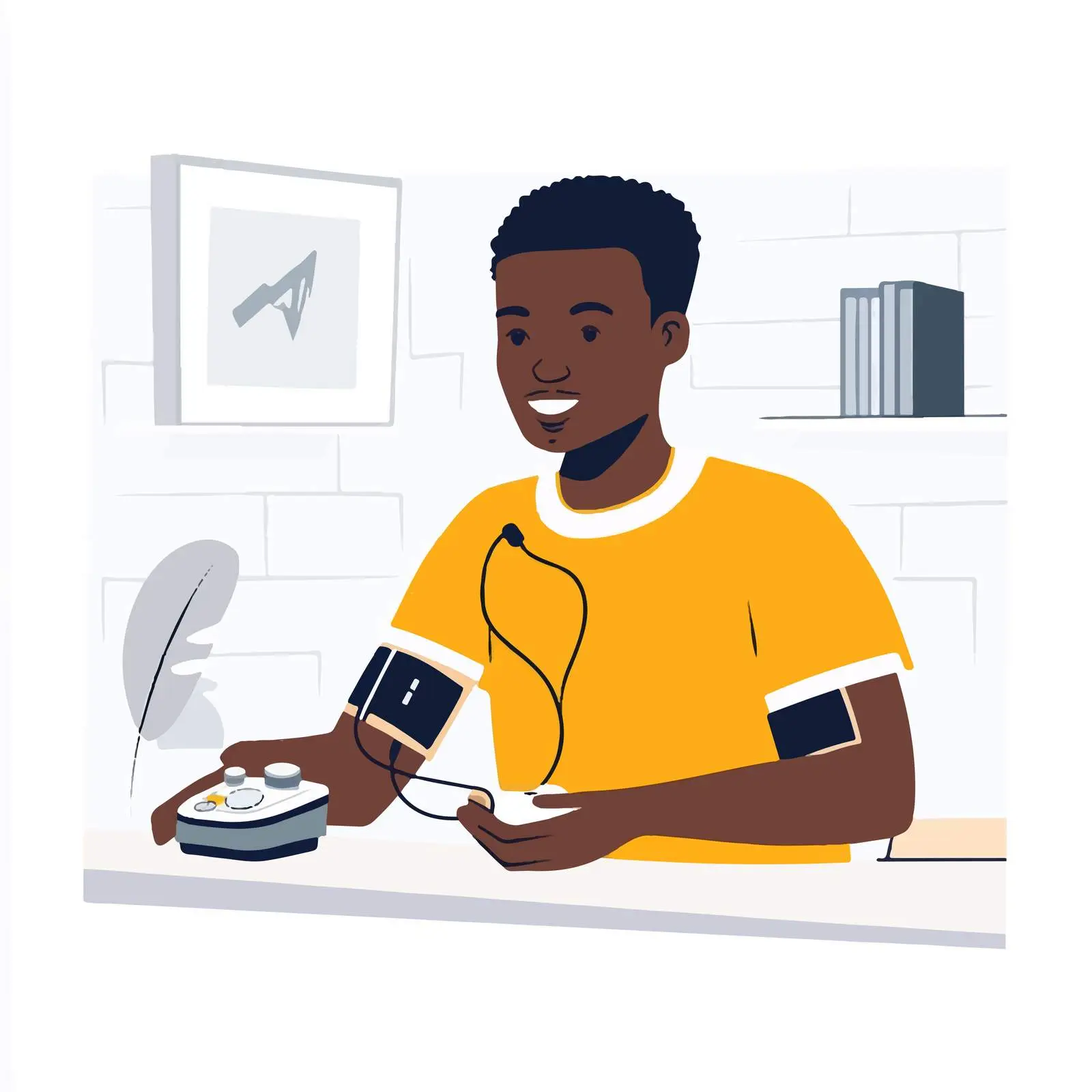 Young Black Man Monitoring Blood Pressure at Home — free download from Dotvec