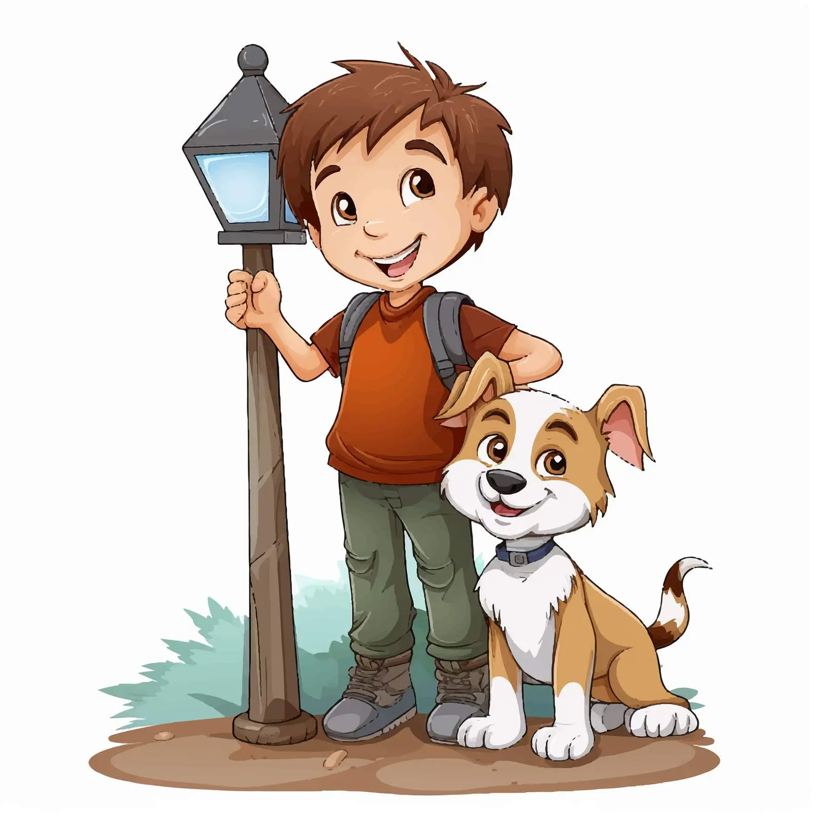 Young Boy with Pets at Outdoor Signpost — free download from Dotvec