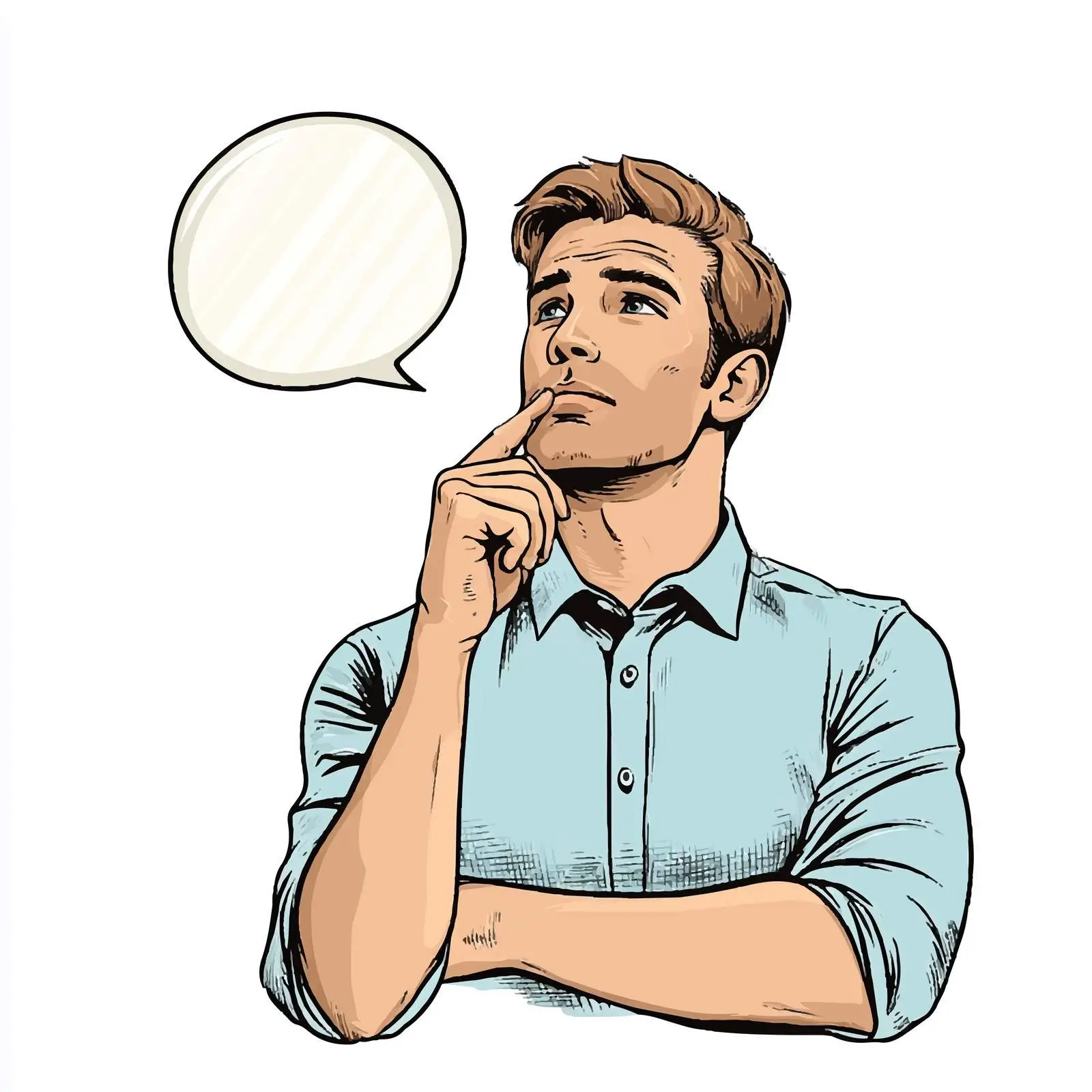 Thoughtful Young Businessman in a Gesture — free download from Dotvec