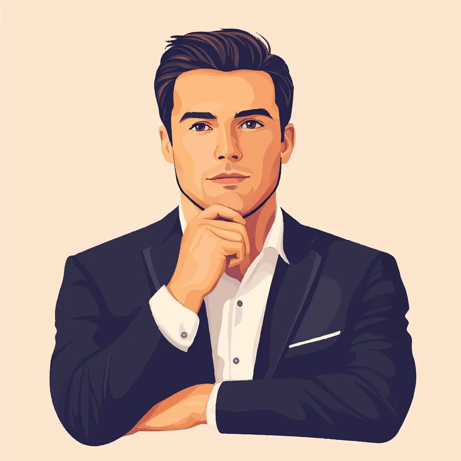 Thoughtful Young Businessman in Vector Style — free download from Dotvec