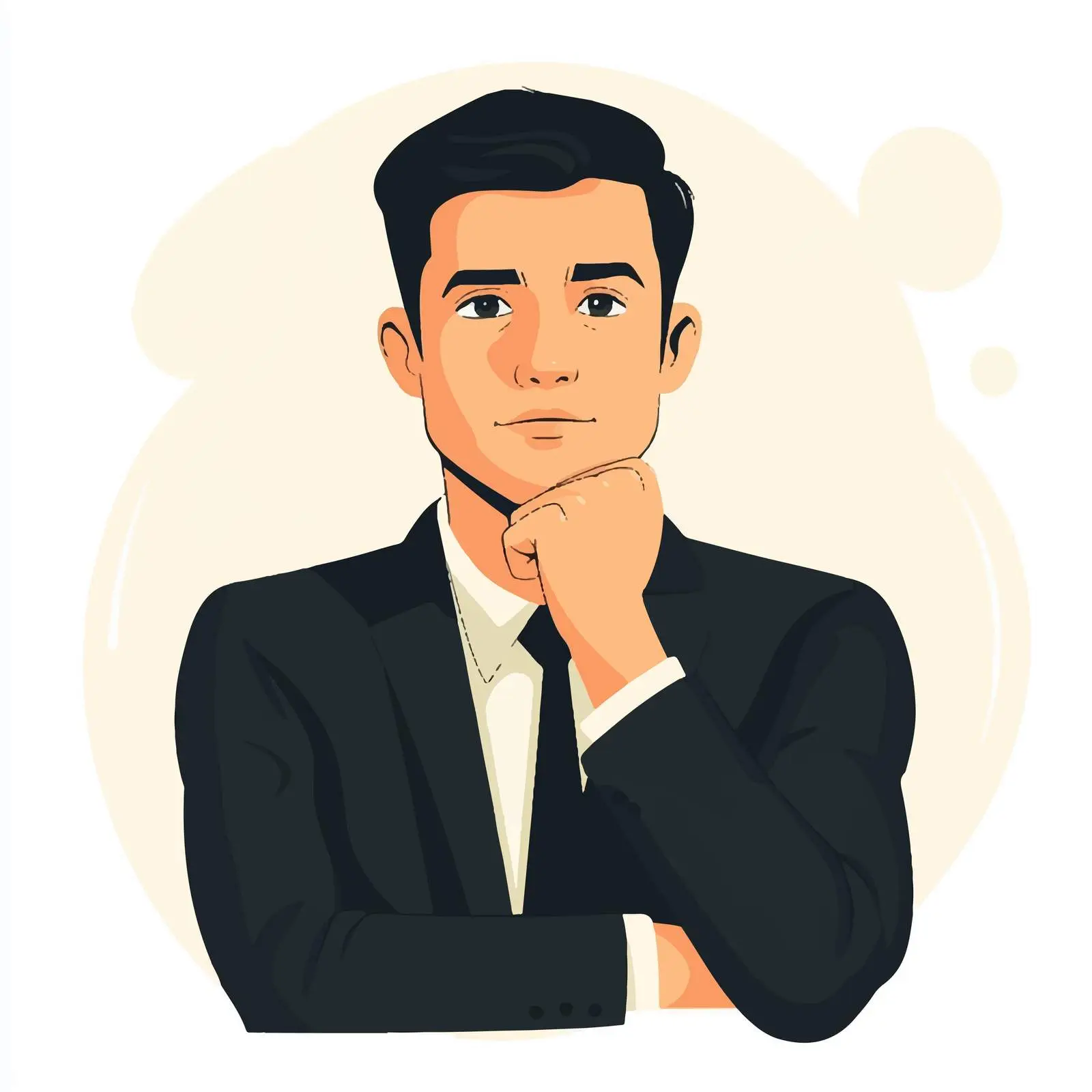 Thoughtful Young Businessman Gesturing Introspection — free download from Dotvec